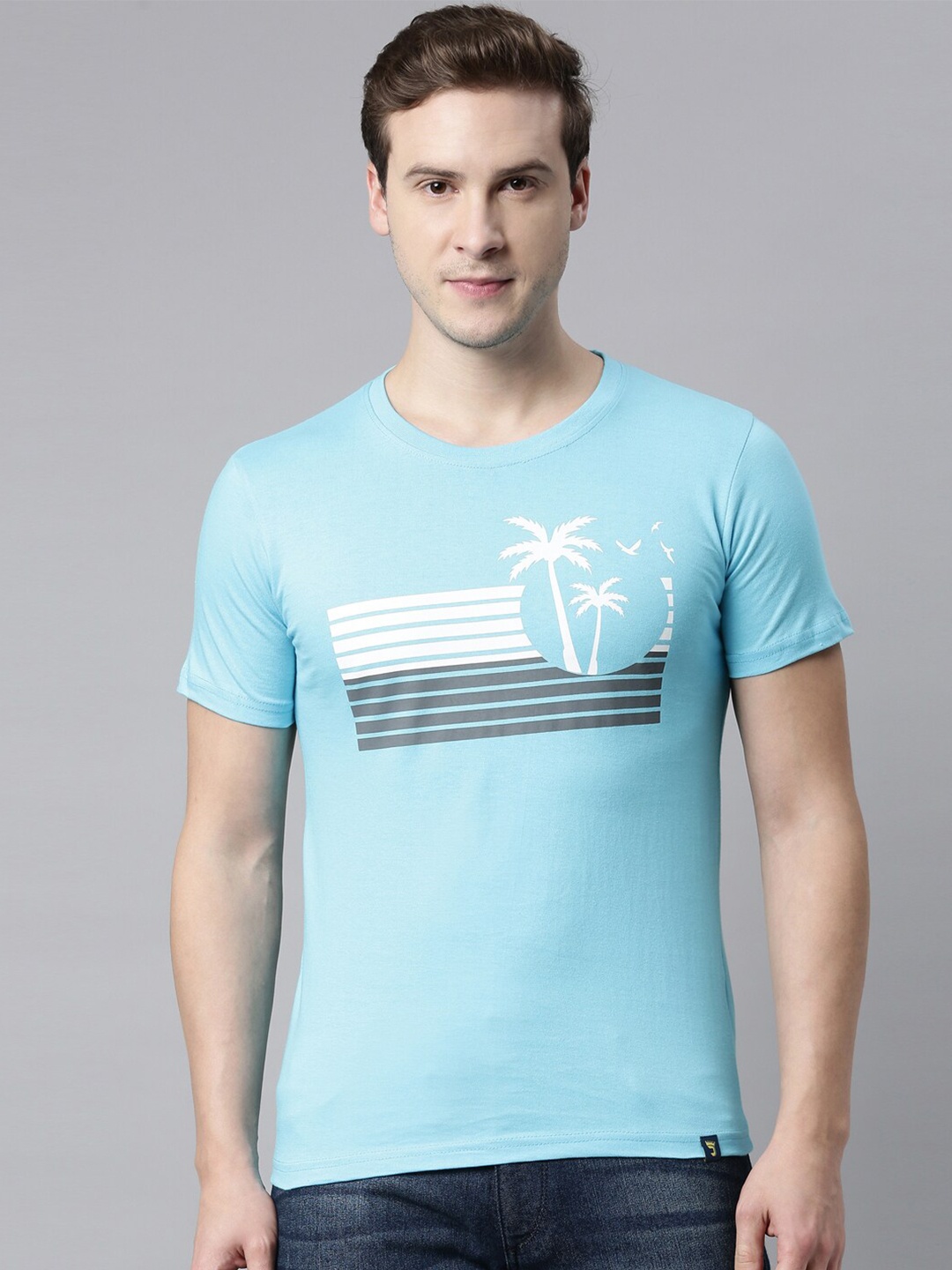 

Joven Men Blue Printed T-shirt