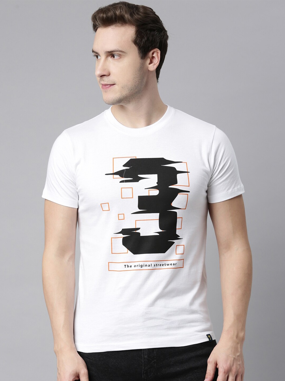 

Joven Men White Typography Printed T-shirt
