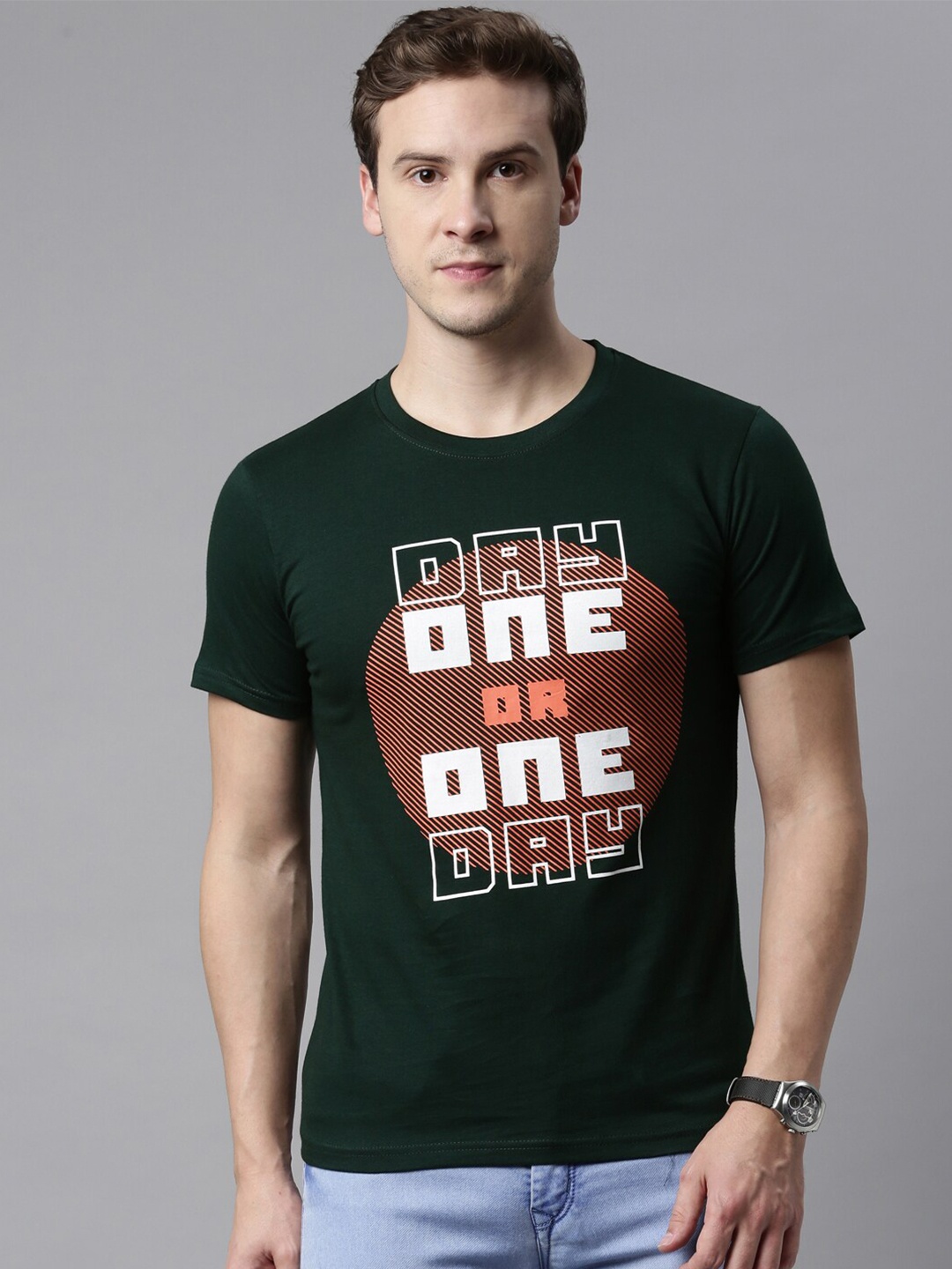 

Joven Men Green Typography Printed T-shirt