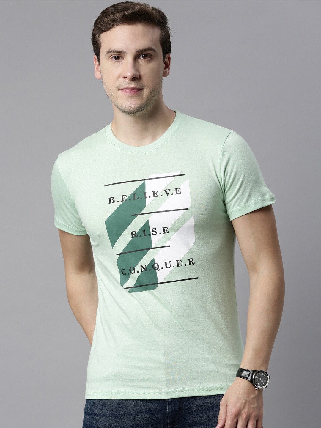 

Joven Men Lime Green Typography Printed T-shirt