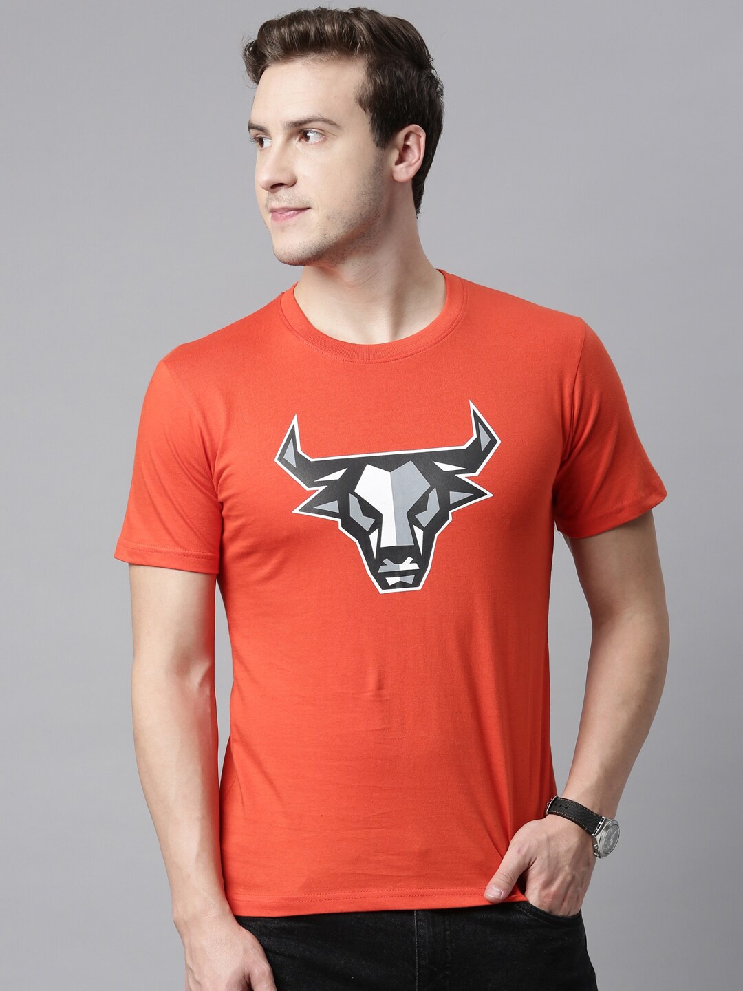 

Joven Men Red Printed T-shirt
