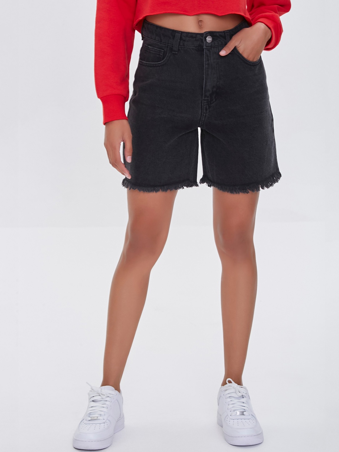 

FOREVER 21 Women Black Cotton Denim Shorts