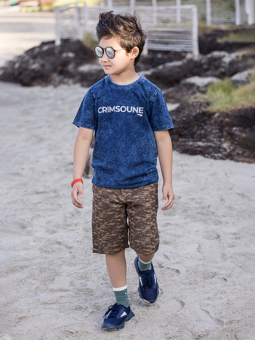 

Crimsoune Club Boys Blue White Brand Logo Printed Cotton Pure Cotton T-shirt