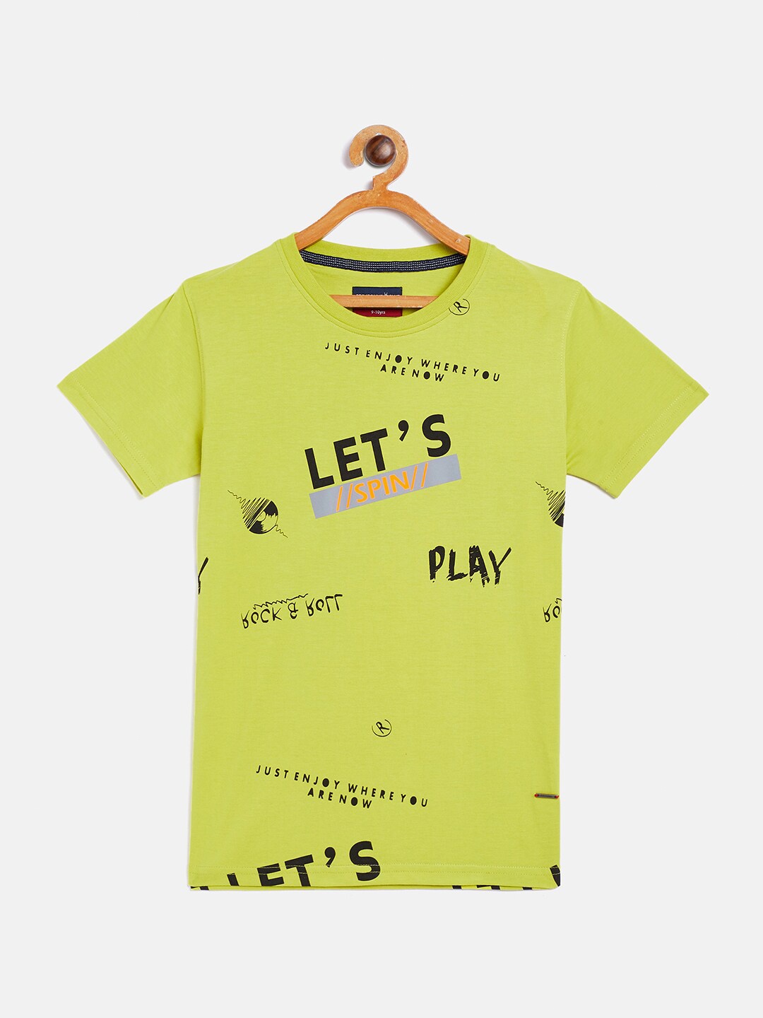 

Crimsoune Club Boys Green Black Typography Printed Cotton Pure Cotton T-shirt