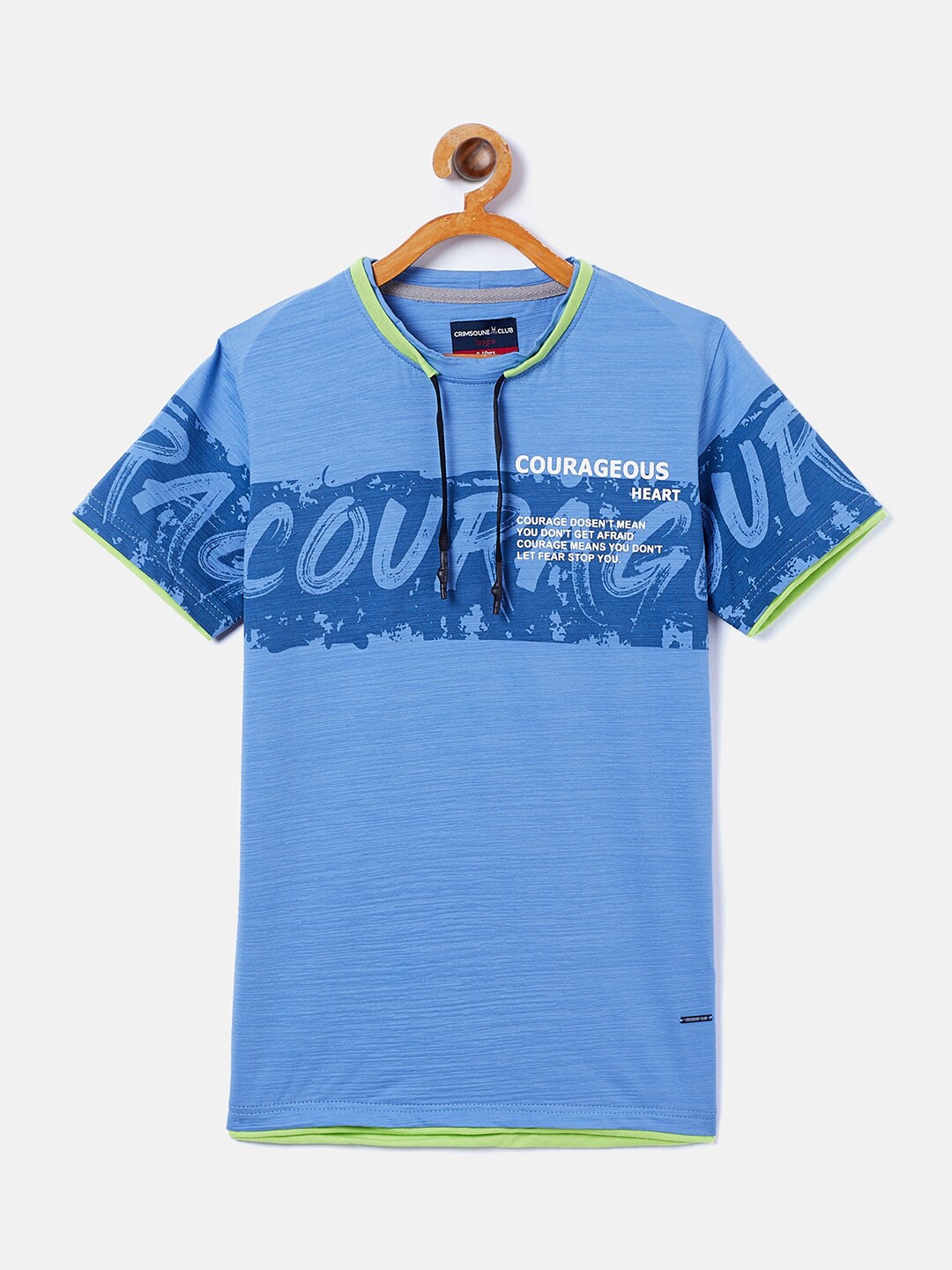 

Crimsoune Club Boys Blue & White Typography Printed T-shirt