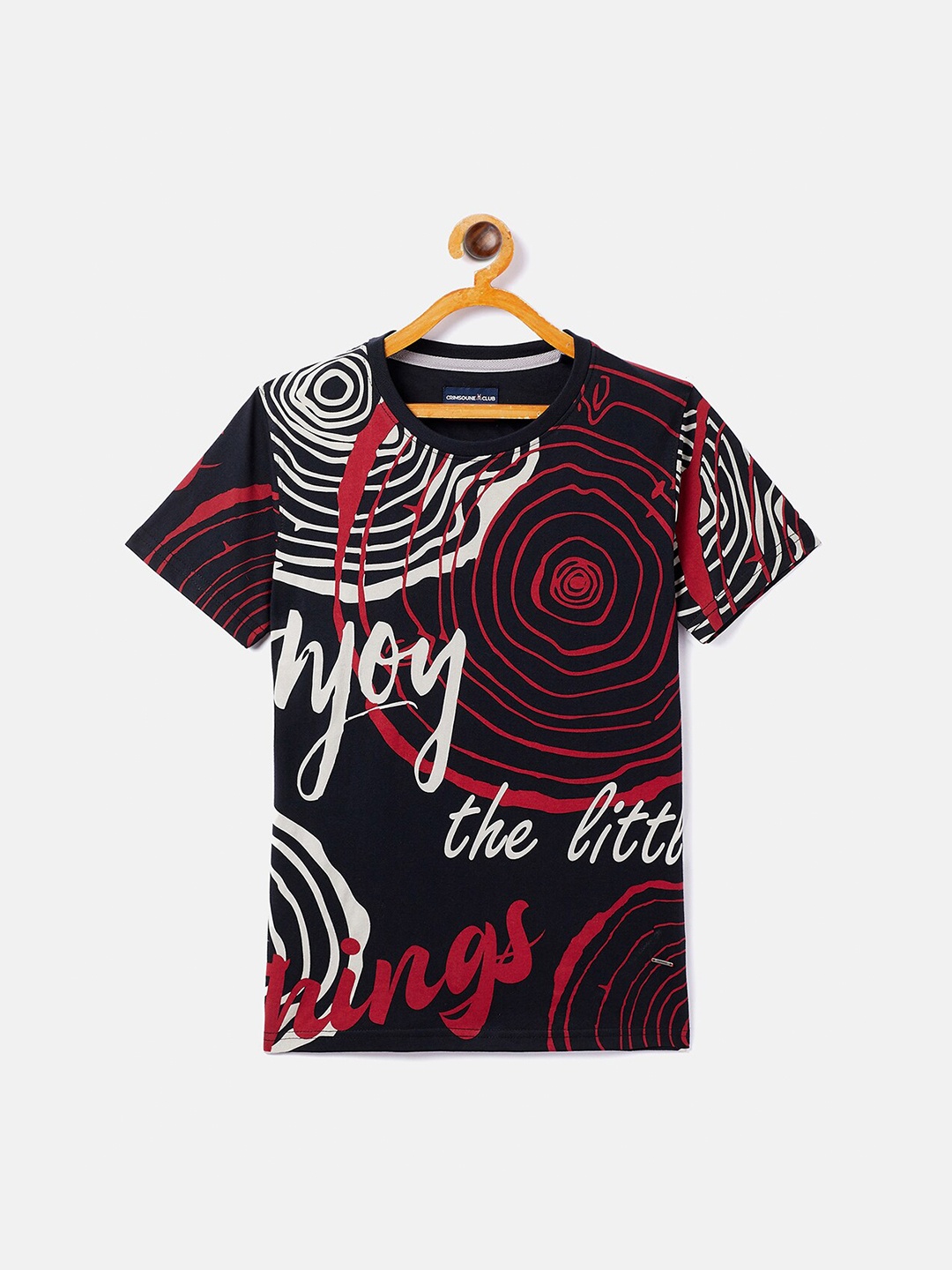 

Crimsoune Club Boys Black White Typography Printed Cotton Pure Cotton T-shirt
