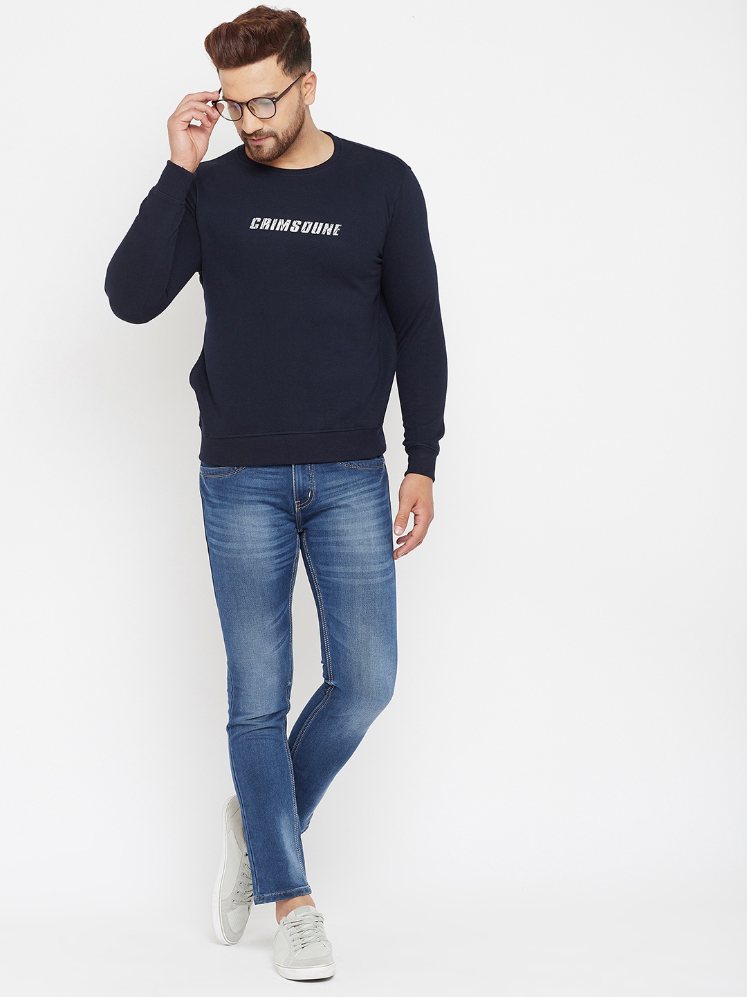 

Crimsoune Club Men Navy Blue Printed Sweatshirt