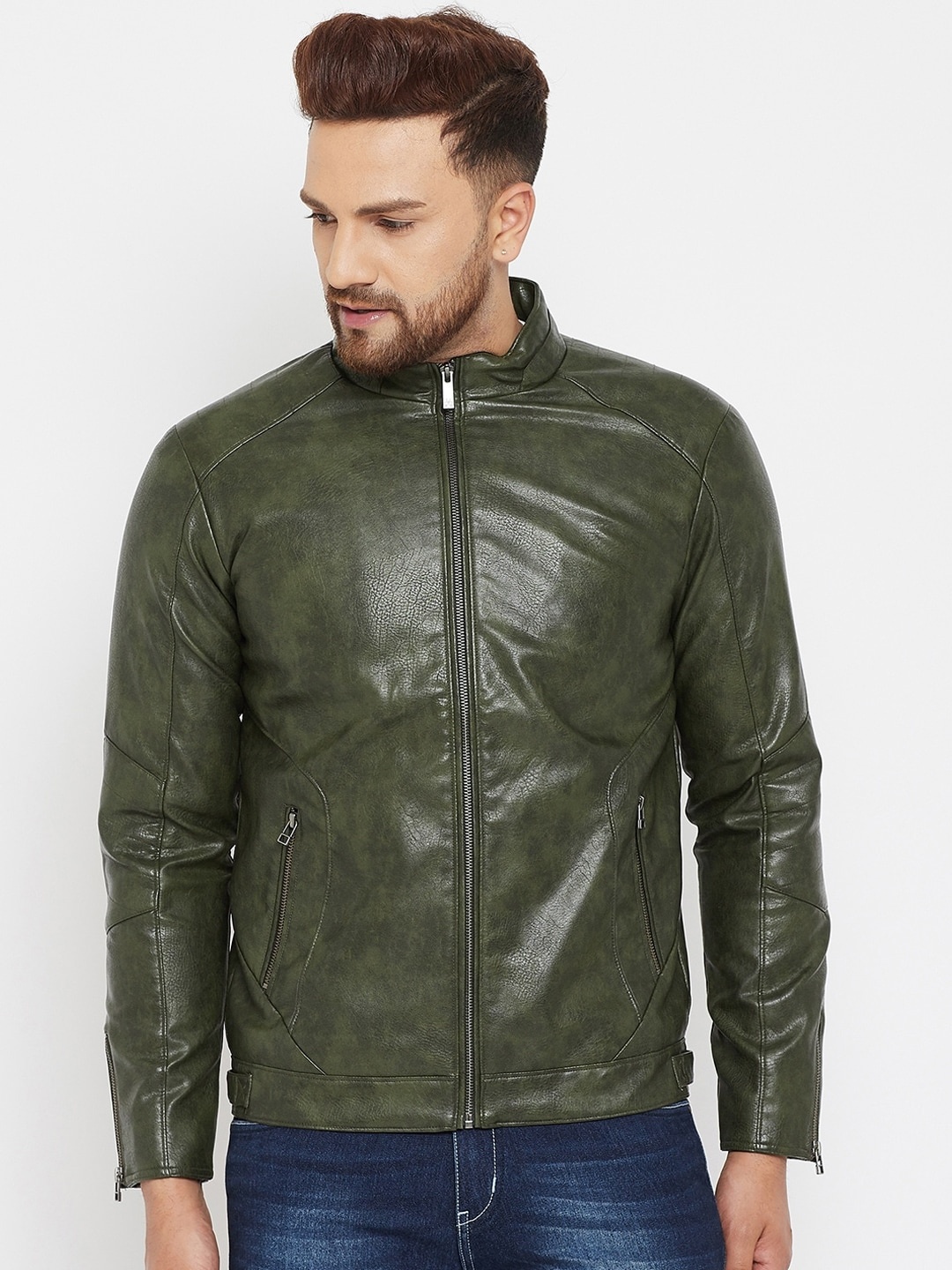 

Crimsoune Club Men Olive Green Biker Jacket