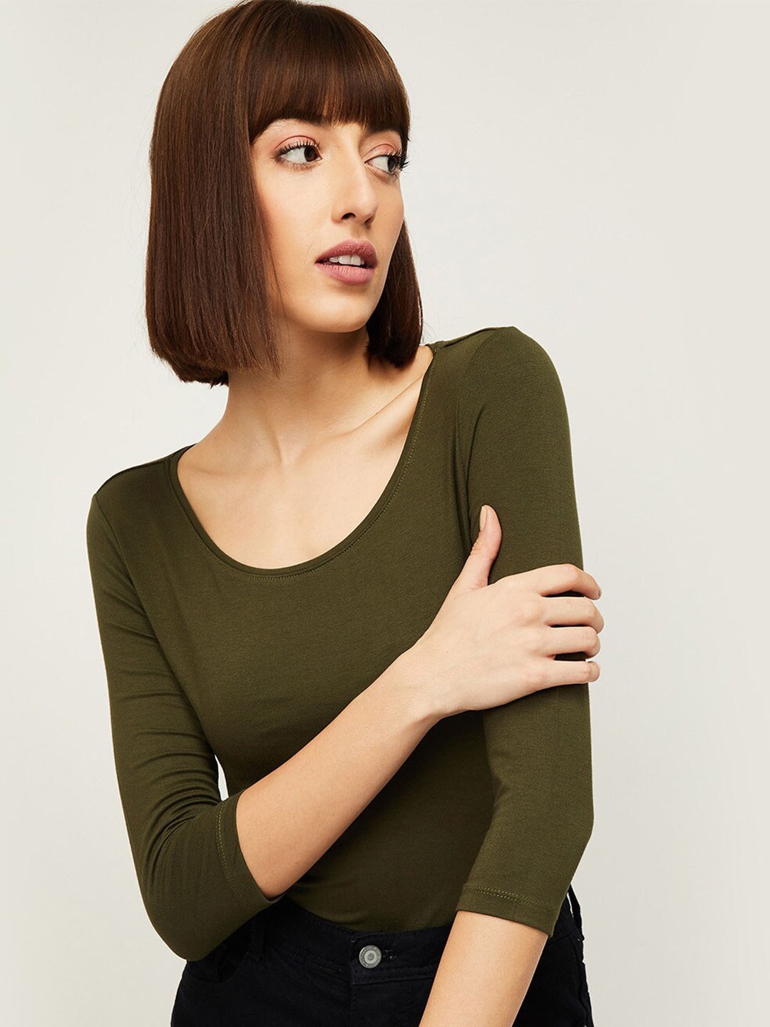 

CODE by Lifestyle Women Olive Green Regular Top