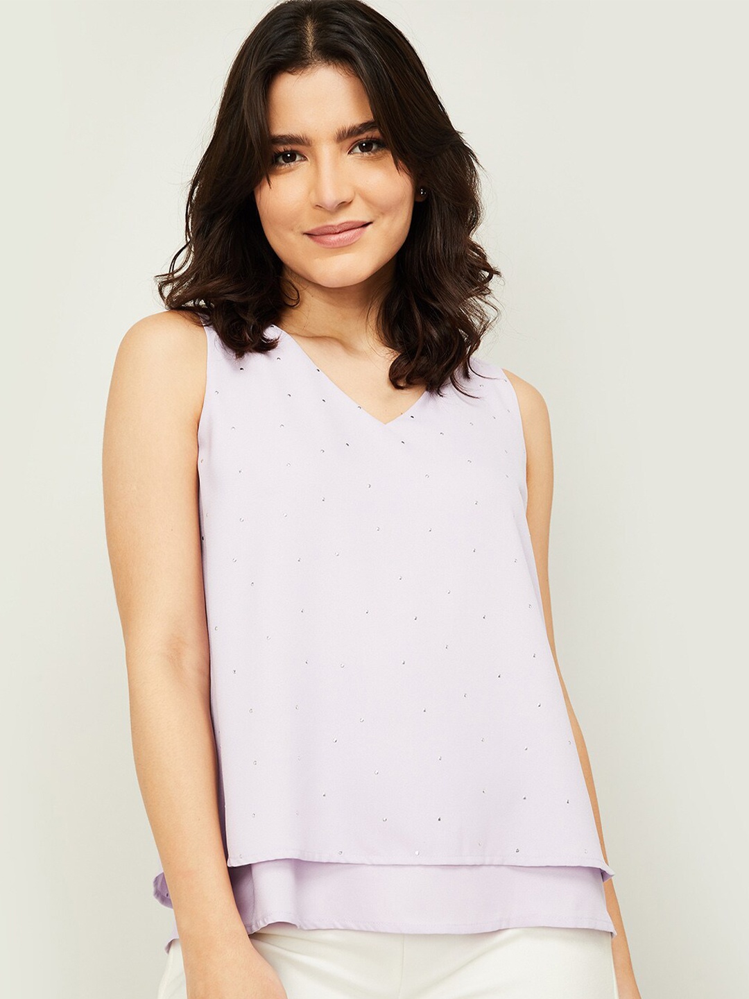

CODE by Lifestyle Women Purple Embellished Tiered Top