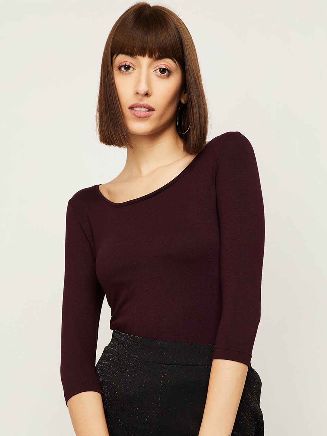 

CODE by Lifestyle Women Burgundy Fitted Top