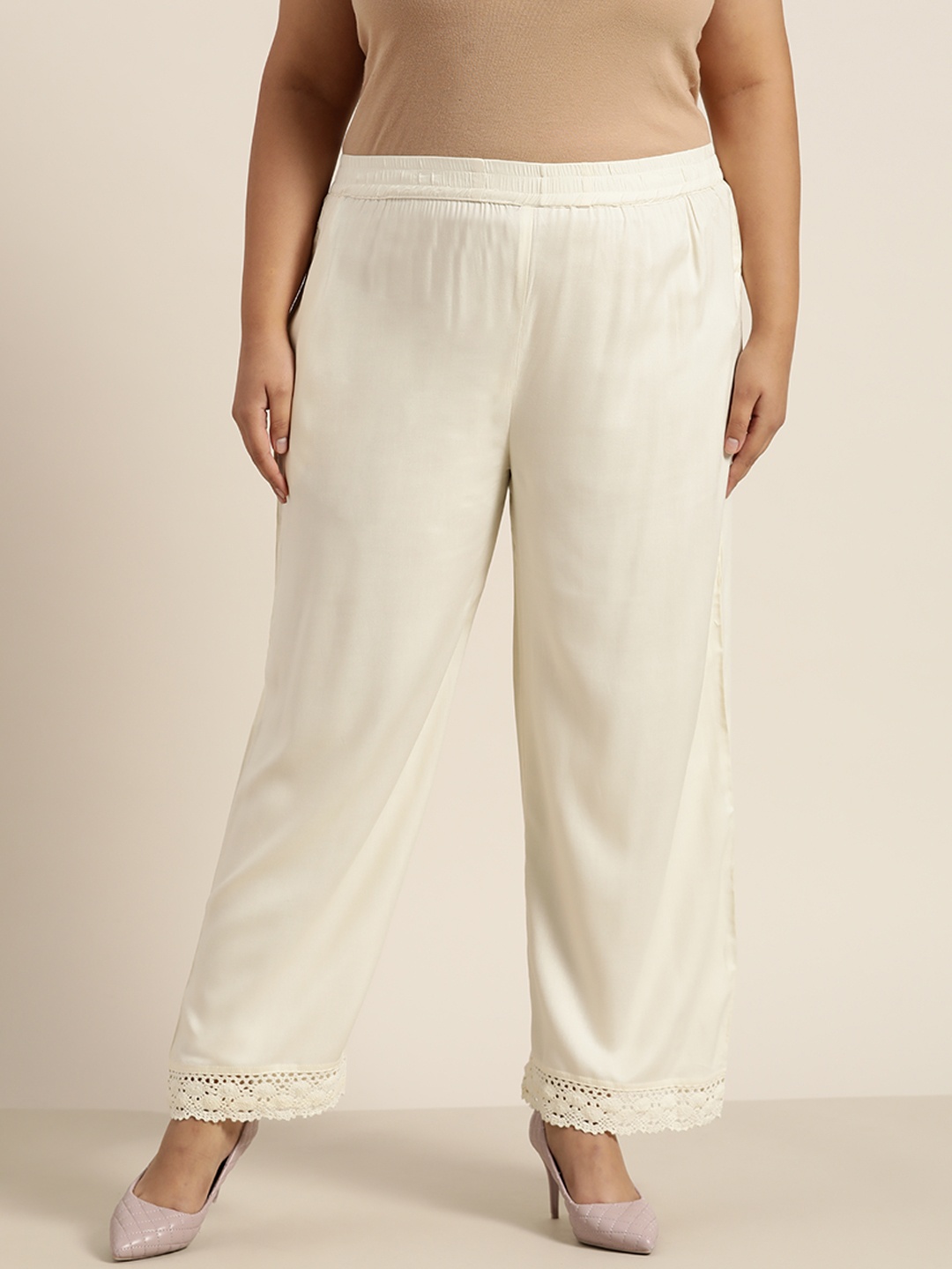 

Juniper Plus Women Off White Liva Ethnic Palazzos