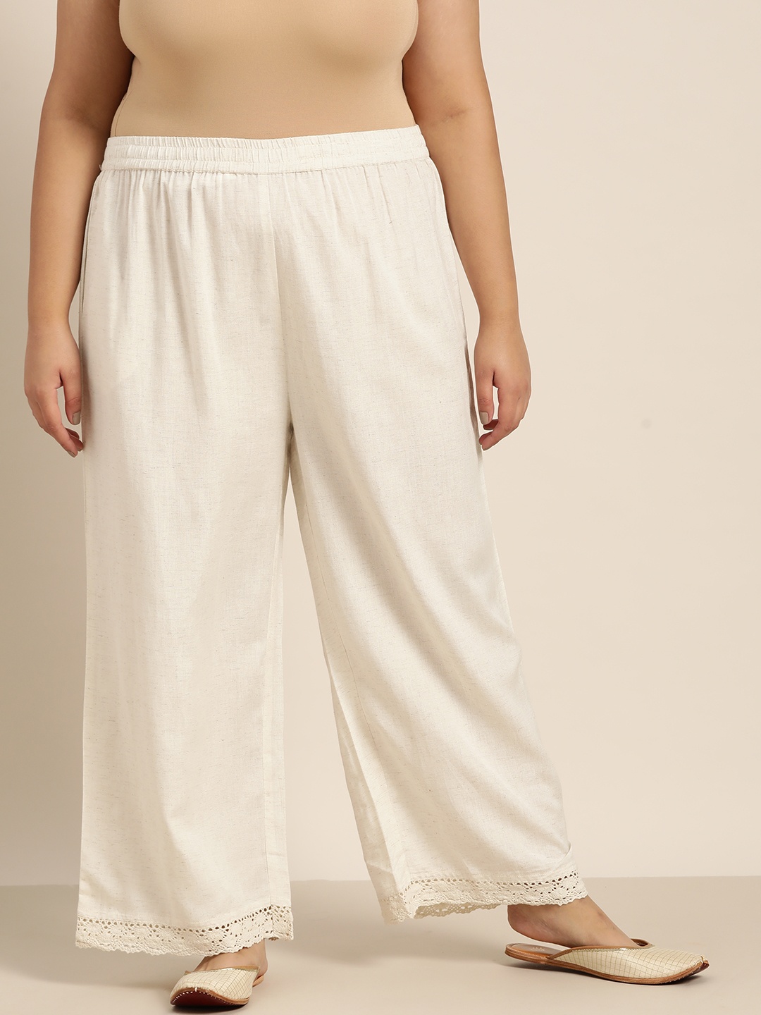 

Juniper Plus Women Off White Liva Ethnic Palazzos