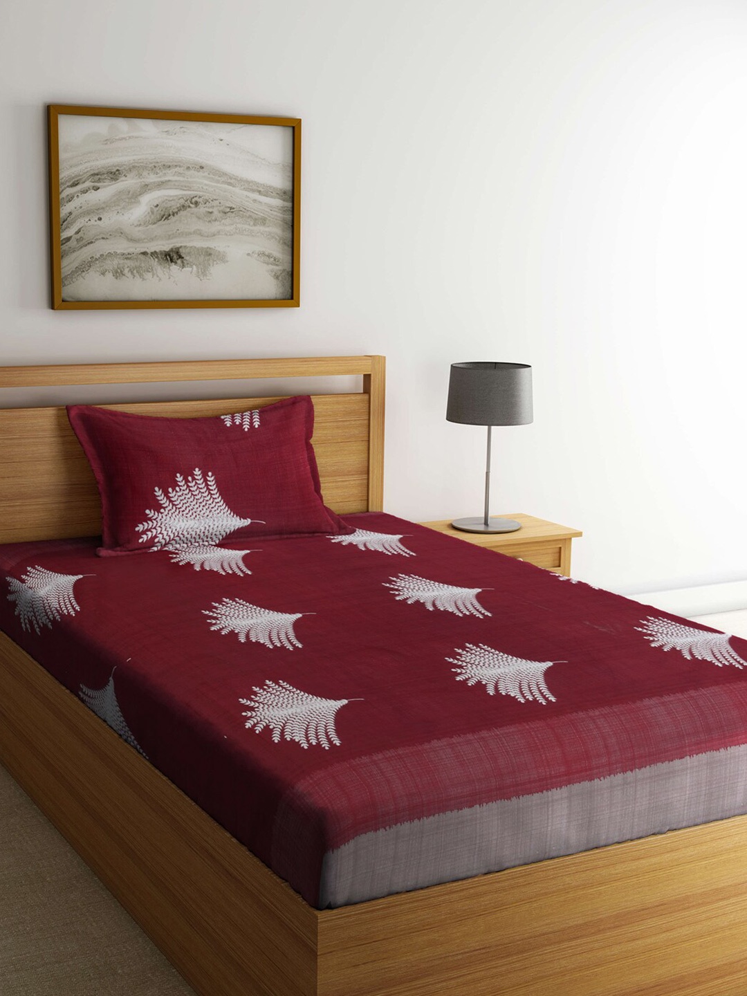 

Arrabi Brown & White Floral 300 TC Single Bedsheet with 1 Pillow Covers