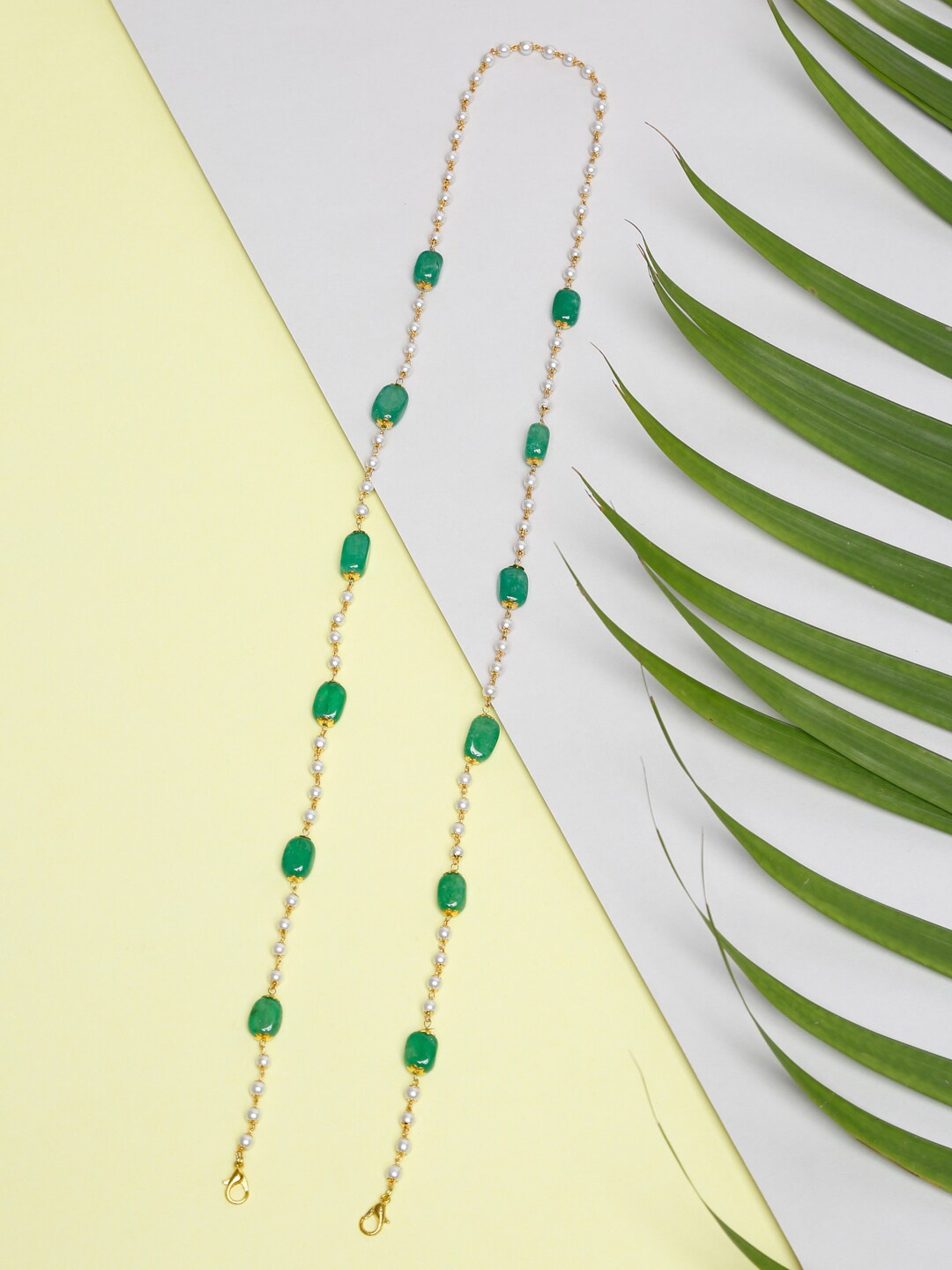 

Ruby Raang Gold-toned & Green Beaded Mask Chain