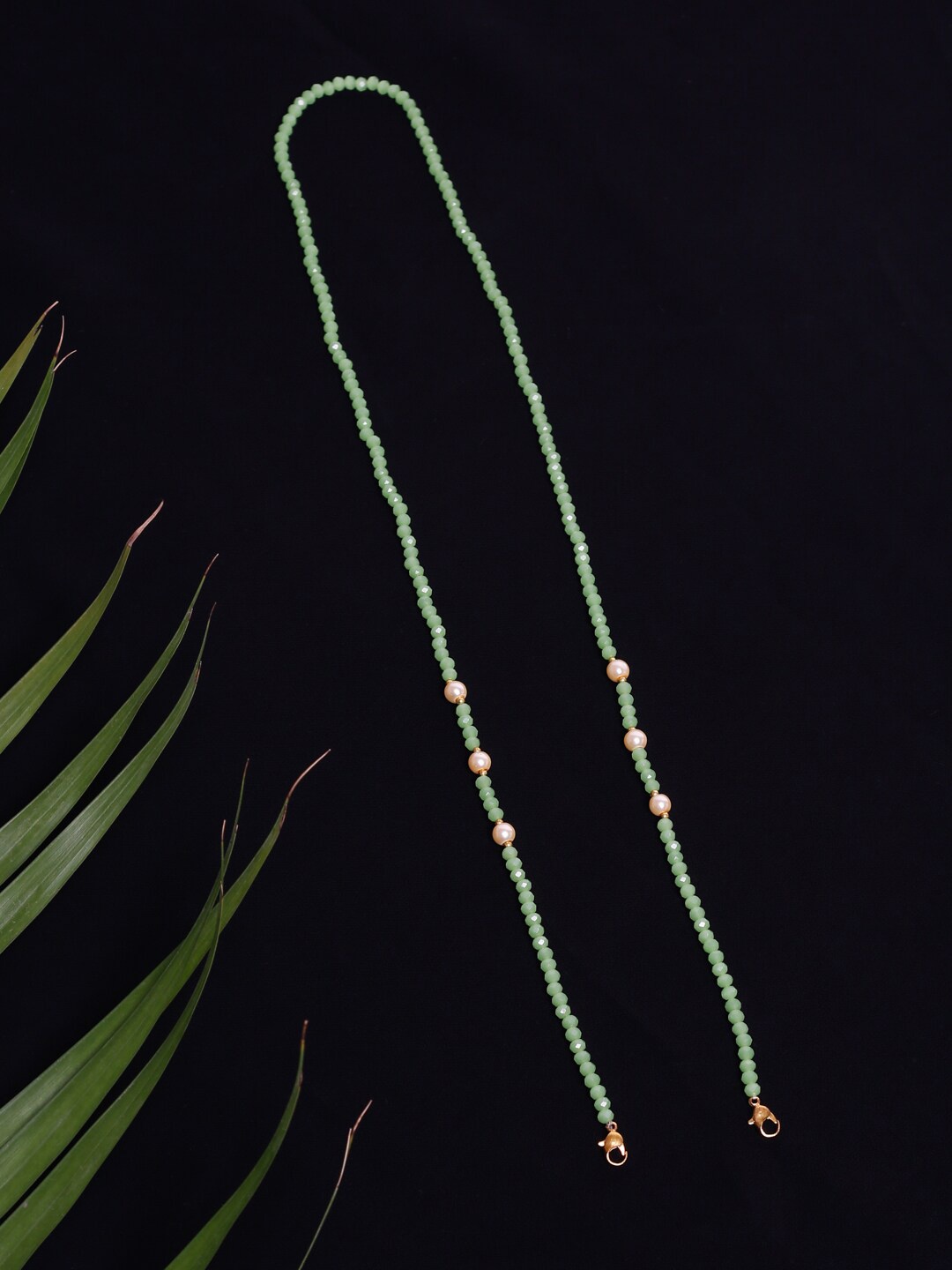 

Ruby Raang Gold-Toned & Green Beaded Mask Chain