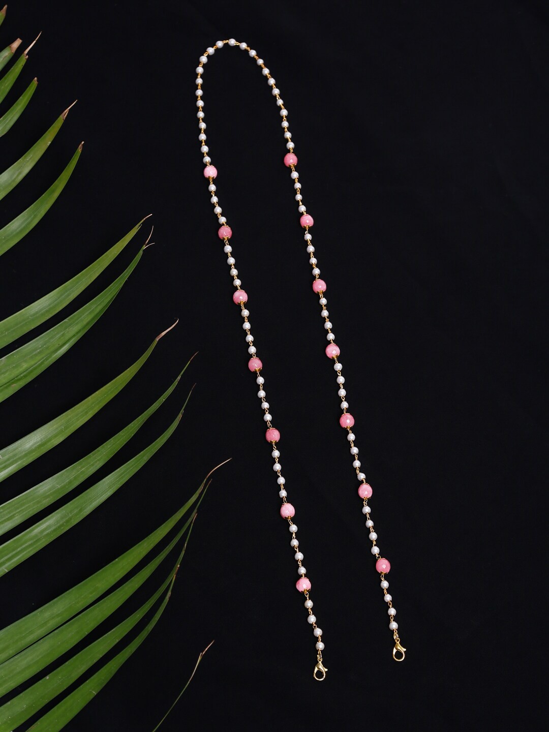 

Ruby Raang Gold-Toned & Pink Beaded Mask Chain