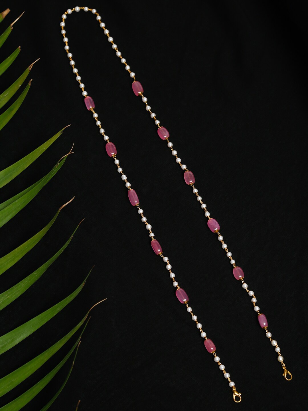 

Ruby Raang Gold-Toned & Pink Beaded Mask Chain
