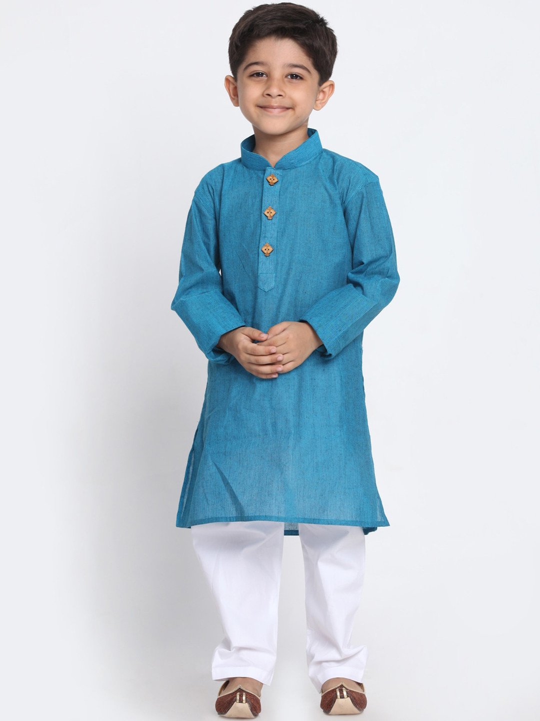 

JBN Creation Boys Blue & White Regular Pure Cotton Kurta with Pyjamas