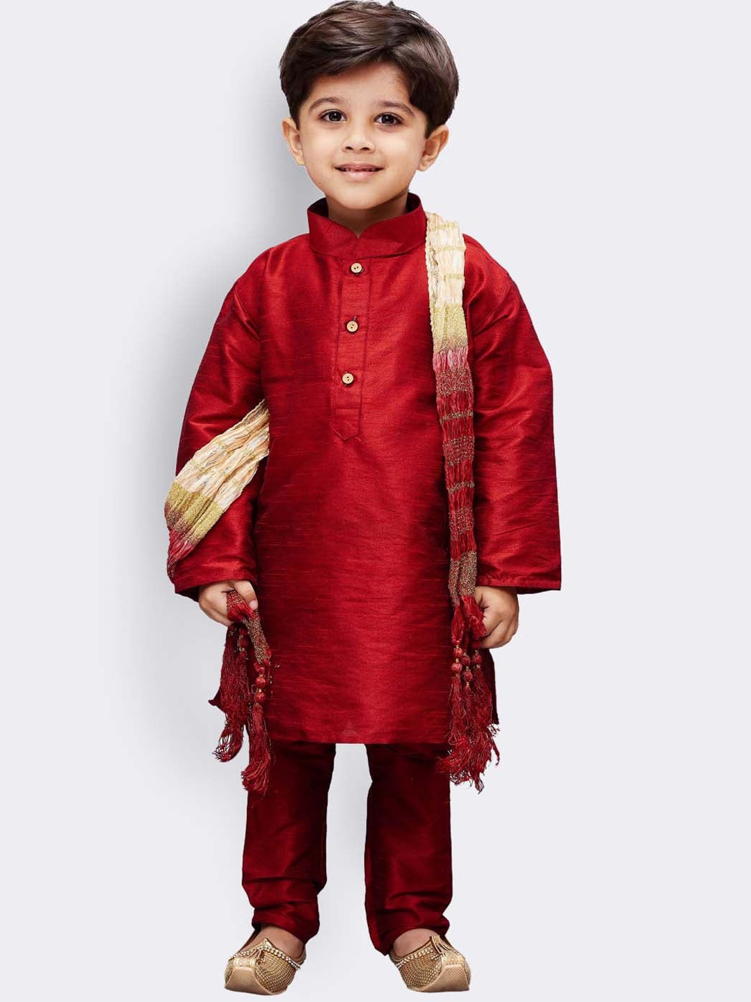 

JBN Creation Boys Maroon Kurta with Churidar & Dupatta