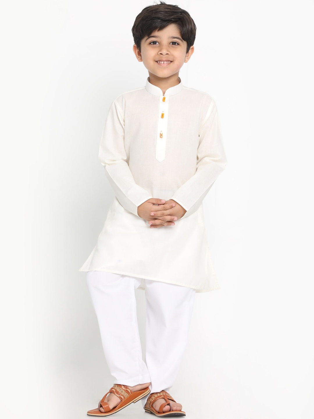 

JBN Creation Boys Cream-Coloured Regular Kurta with Pyjamas