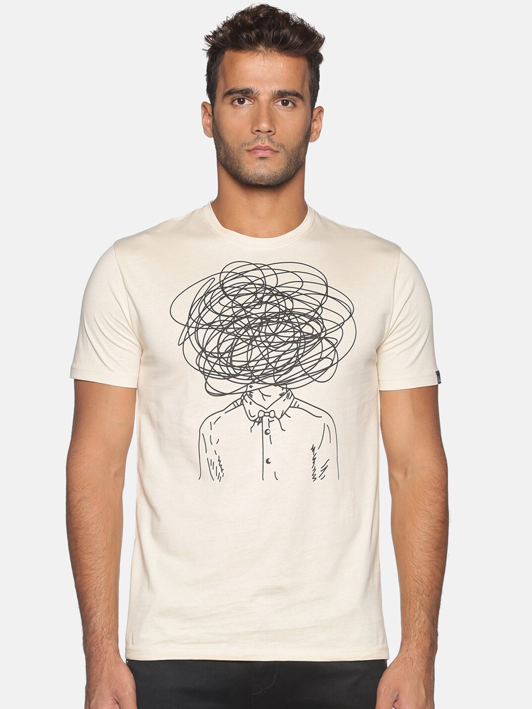 

UrGear Men Beige Printed T-shirt