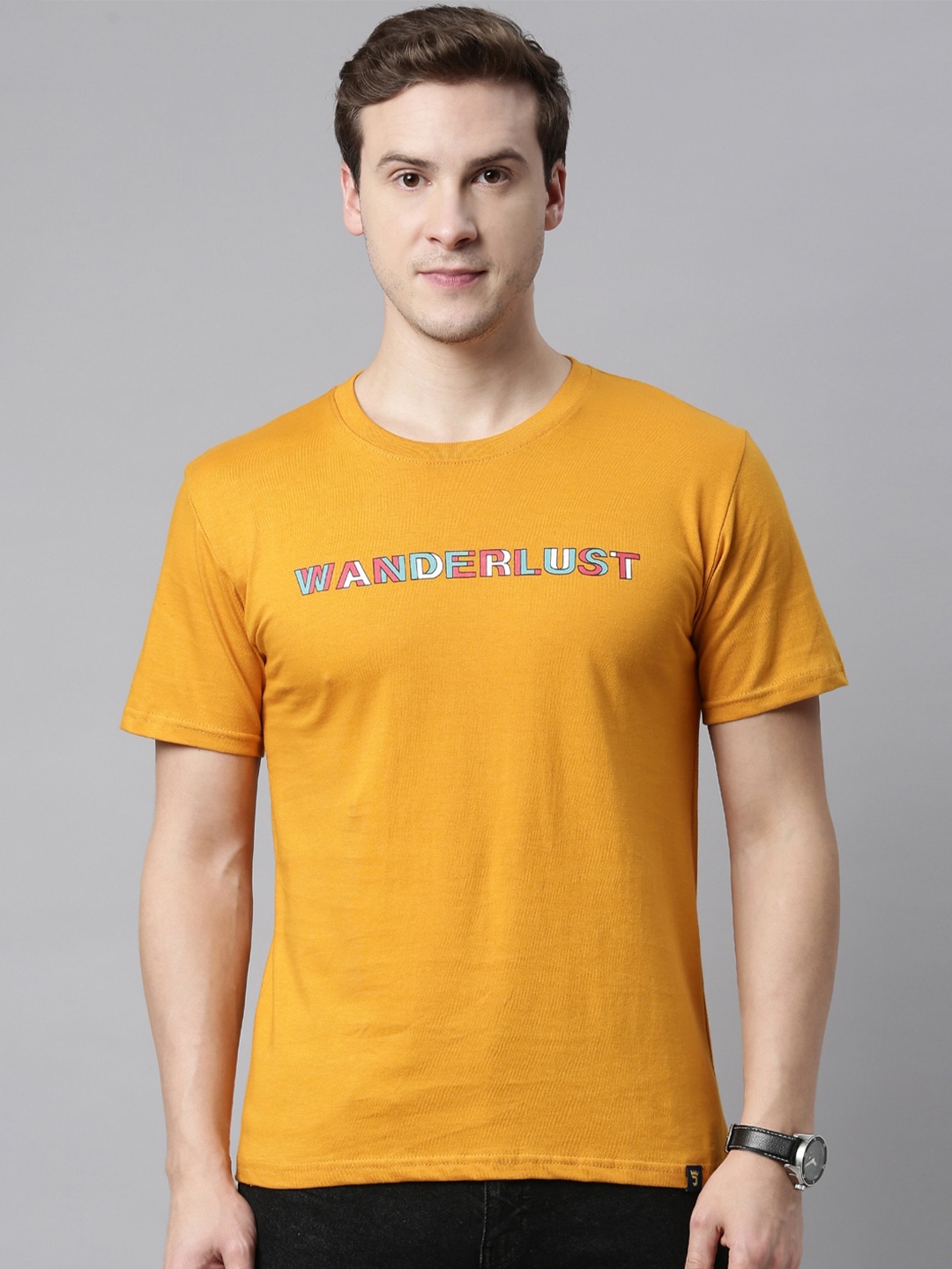 

Joven Men Mustard Yellow Typography T-shirt