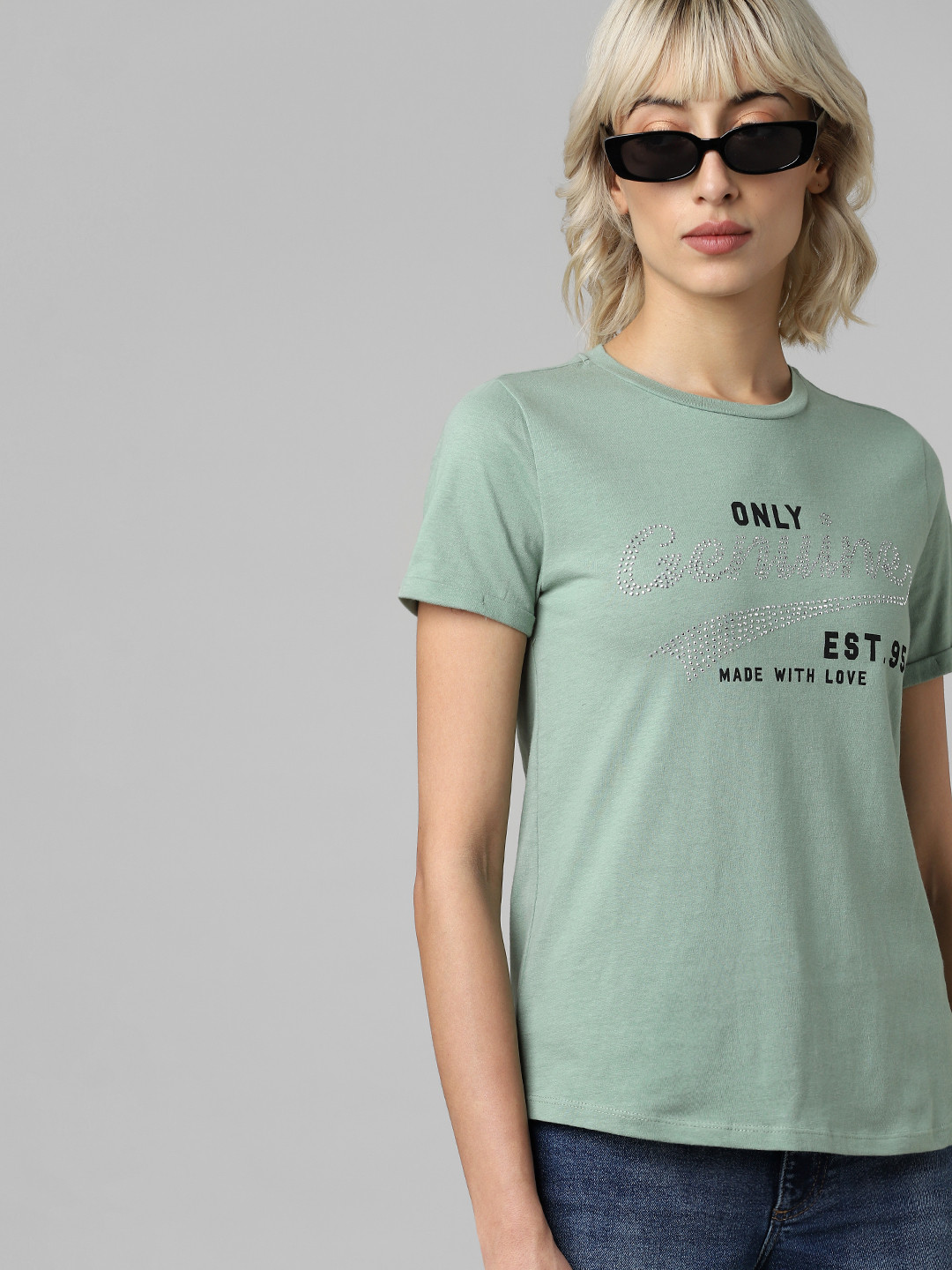 

ONLY Women Green Typography Printed T-Shirt