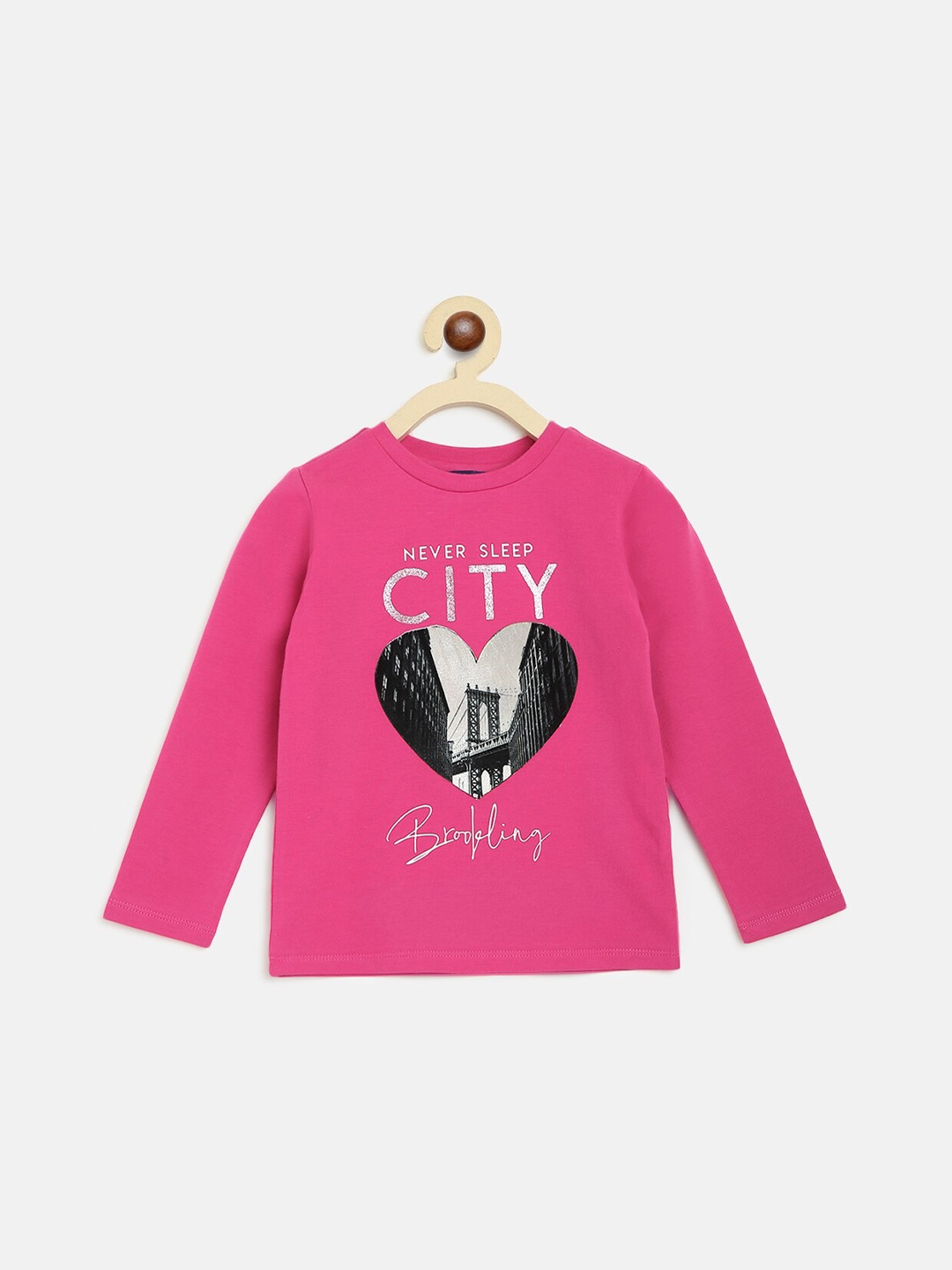 

Chicco Girls Pink Graphic Printed Raw Edge T-shirt