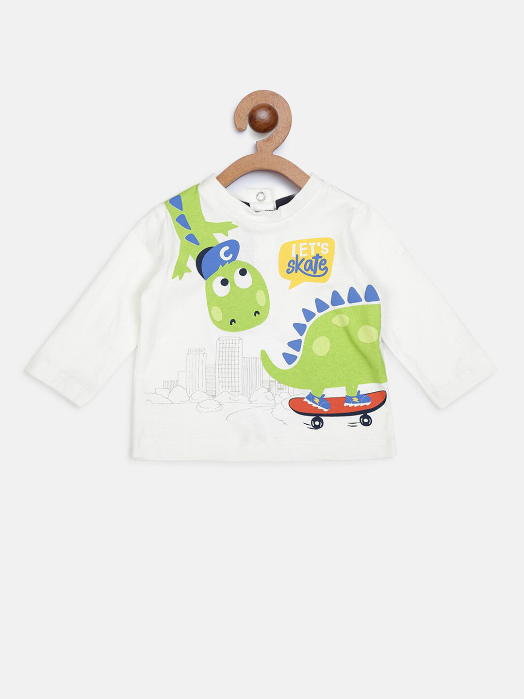 

Chicco Boys White Green Printed Better Cotton Pure Cotton T-shirt
