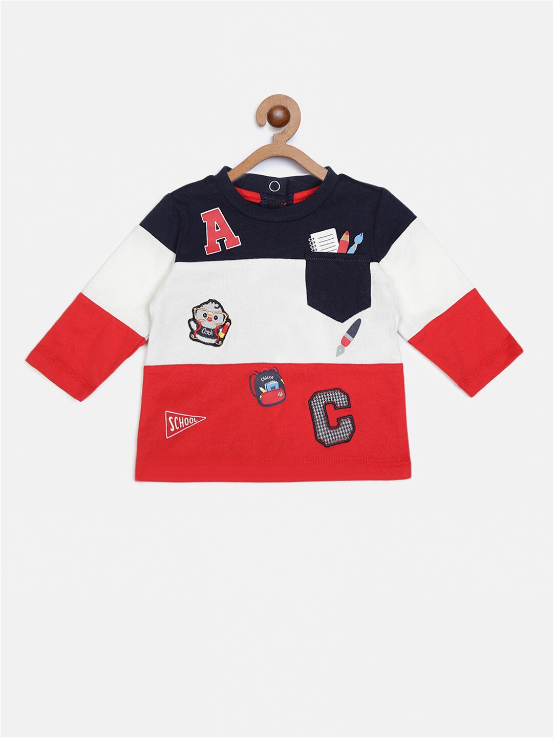 

Chicco Boys Red Colourblocked Polo Collar Pure Cotton T-shirt