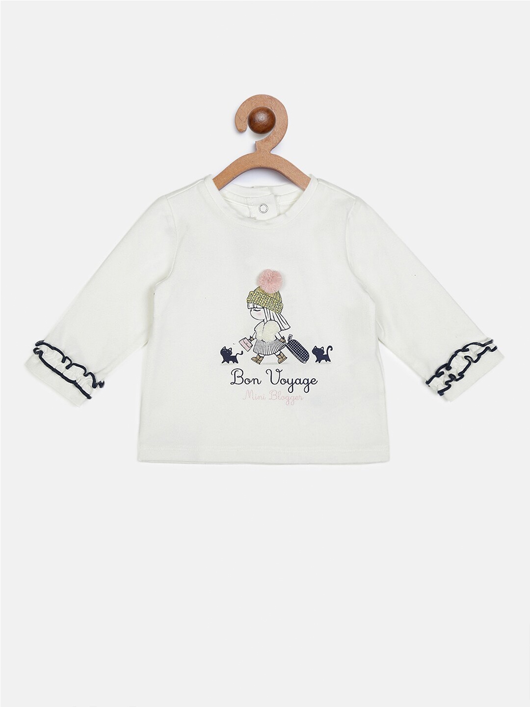 

Chicco Girls Off White & Black Printed Applique T-shirt