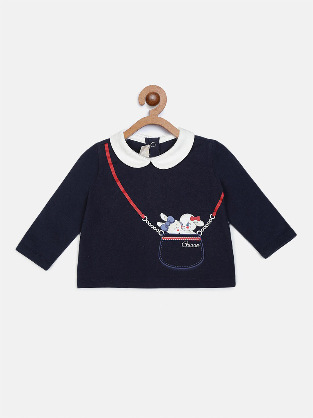

Chicco Girls Navy Blue Printed T-shirt