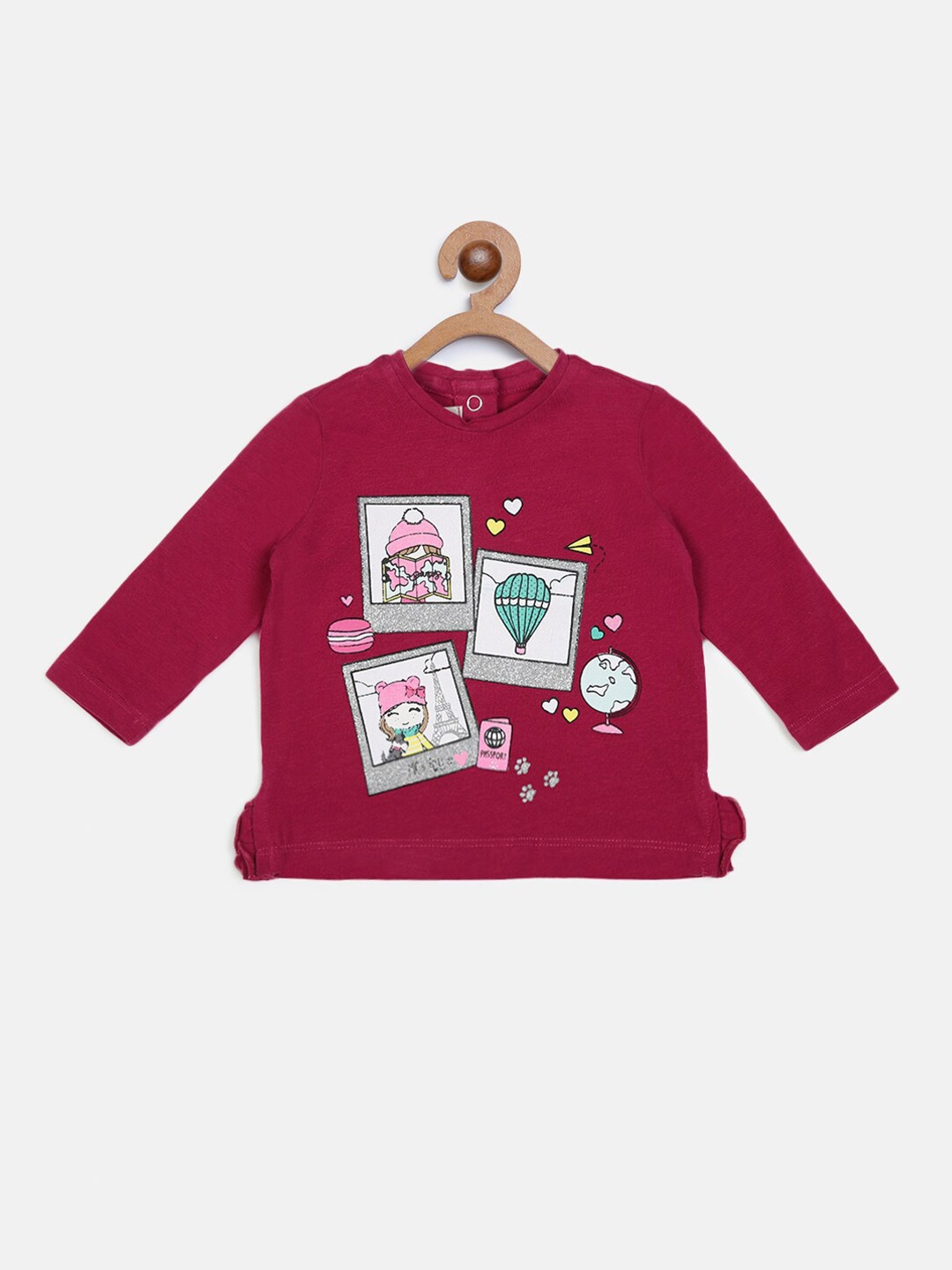 

Chicco Girls Burgundy Graphic Printed Better Cotton T-shirt