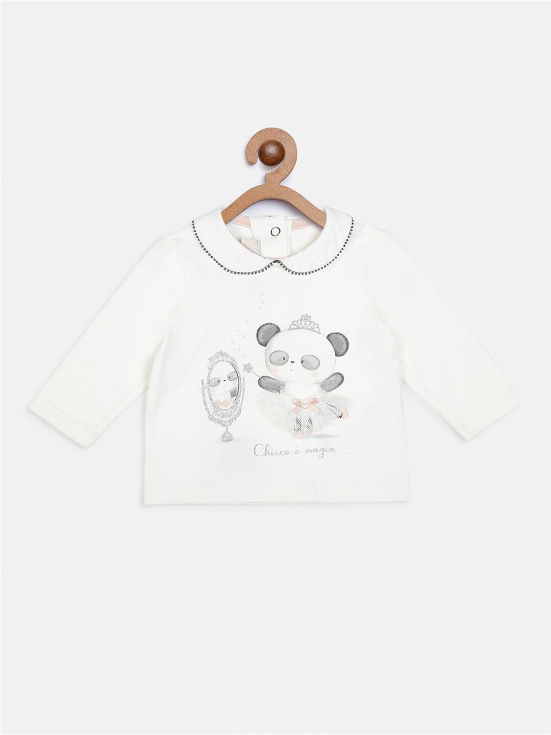 

Chicco Girls Off White Printed Peter Pan Collar T-shirt