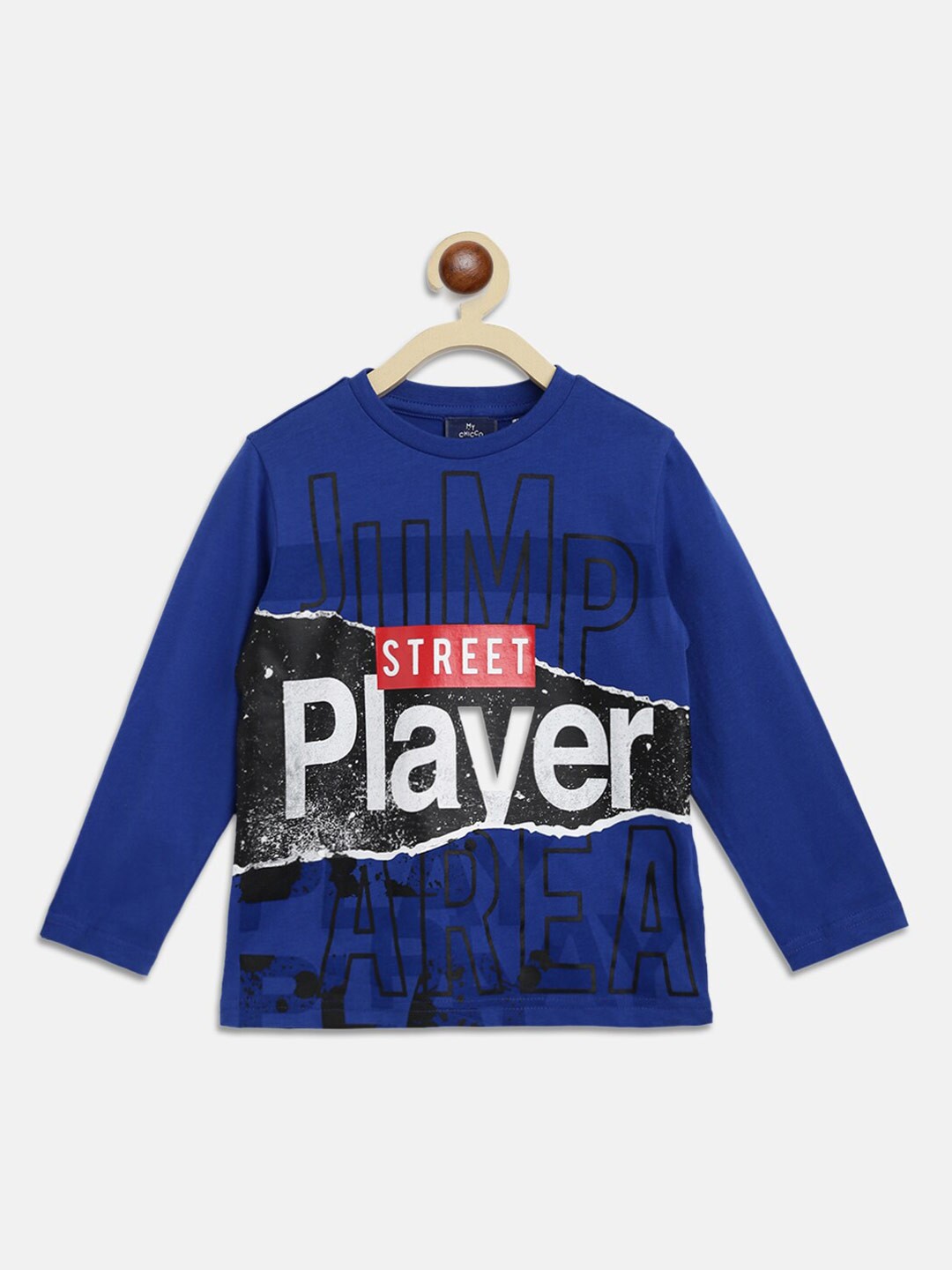 

Chicco Boys Blue Typography Printed Pure Cotton T-shirt