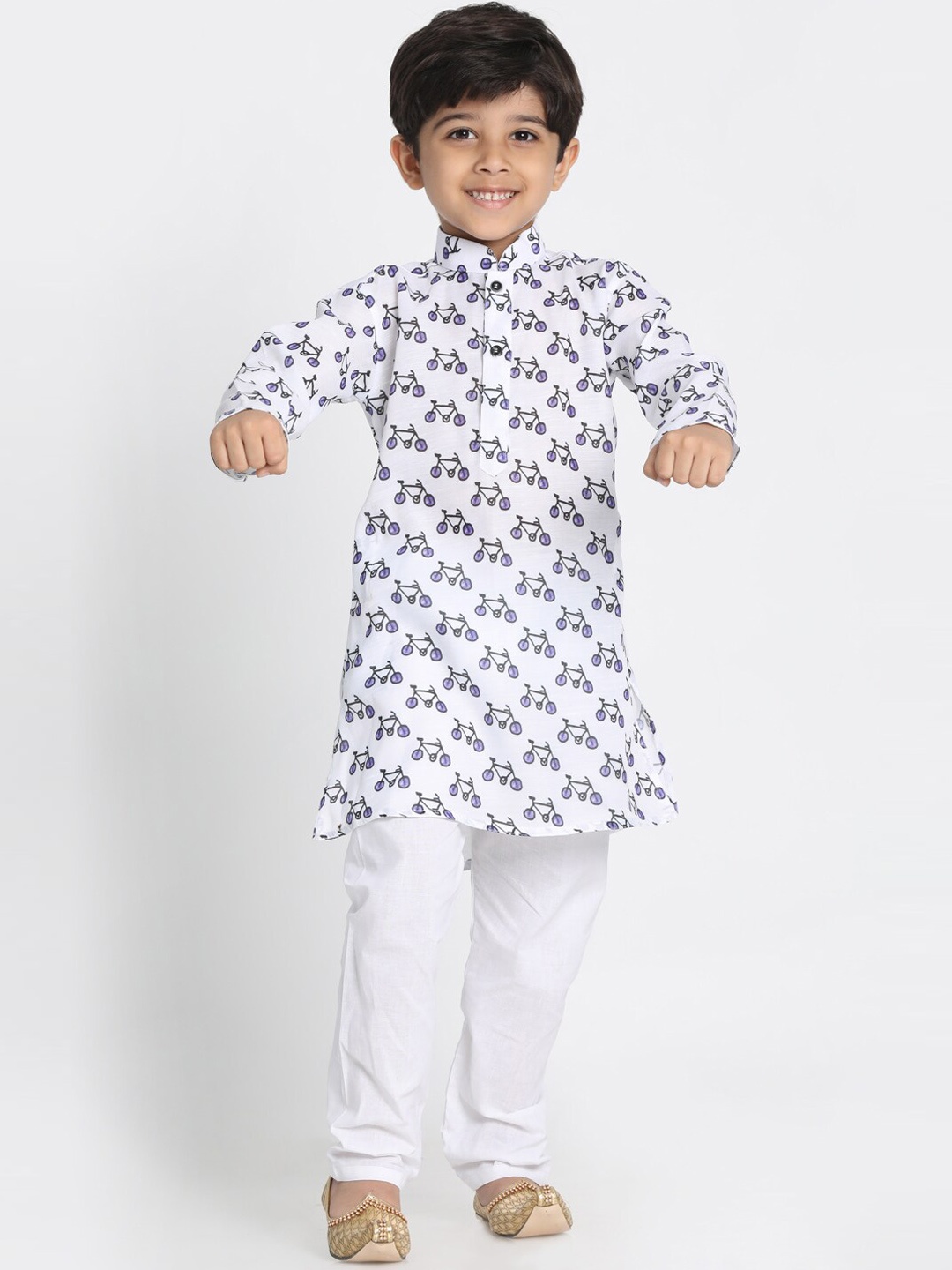 

JBN Creation Boys Cream-Coloured Printed Regular Kurta with Pyjamas