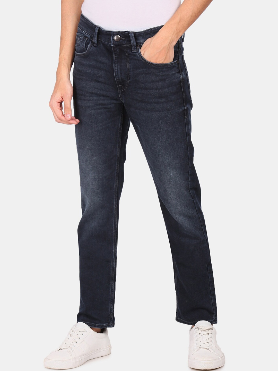 

U.S. Polo Assn. Denim Co. Men Navy Blue Slim Fit Low Distress Light Fade Jeans