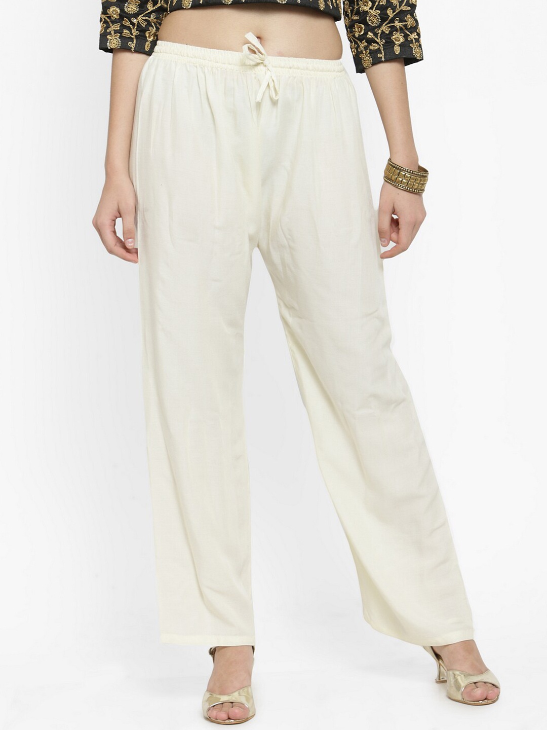 

Clora Creation Women Off White Palazzos