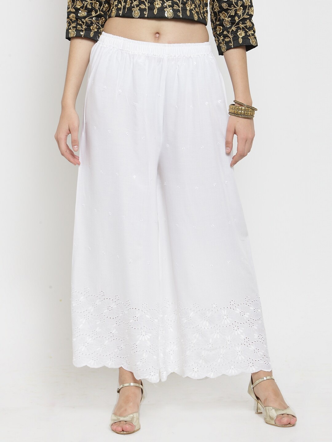 

Clora Creation Women White Embroidered