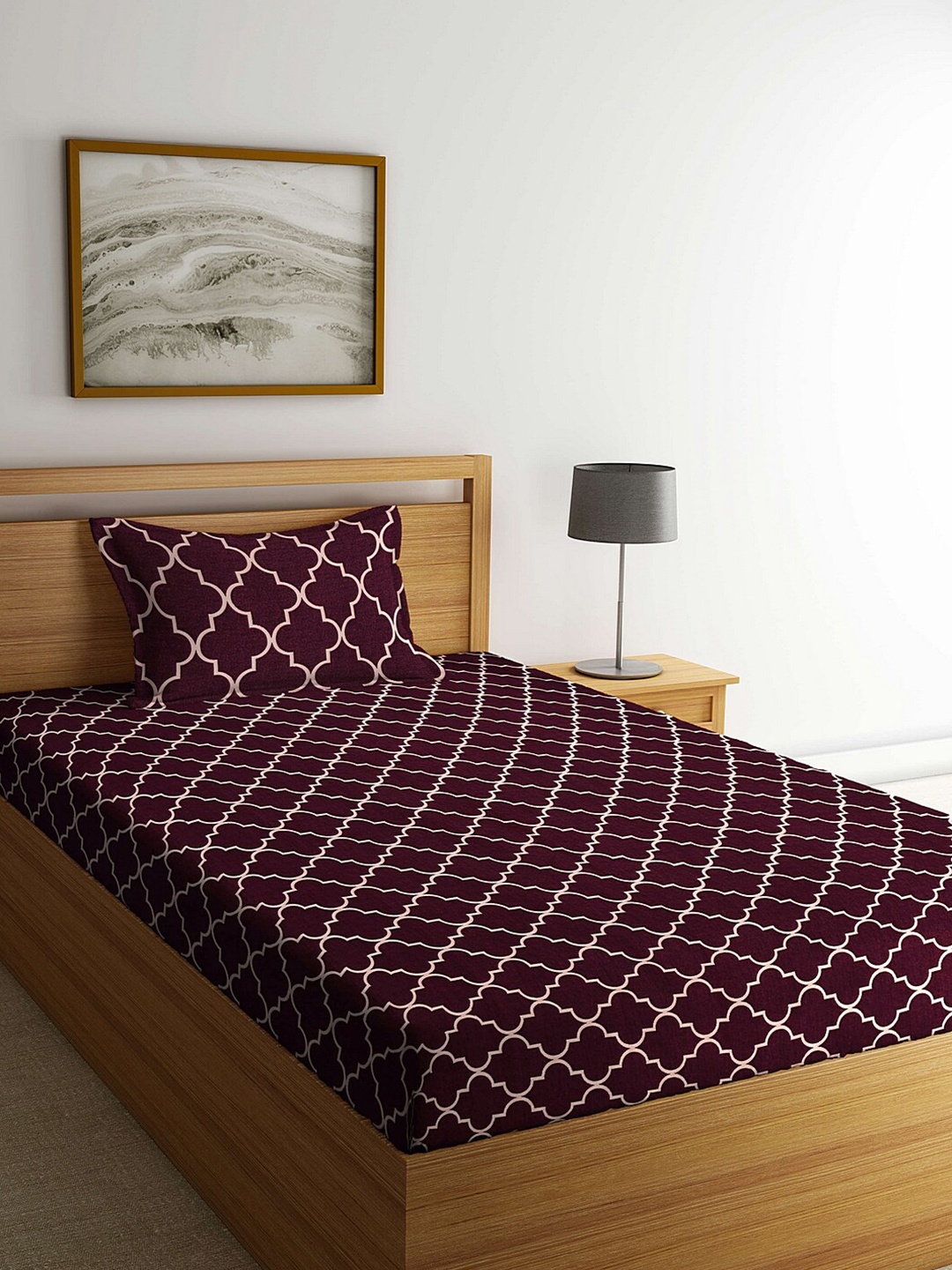 

Arrabi Brown Ethnic Motifs 300 TC Single Bedsheet with 1 Pillow Covers