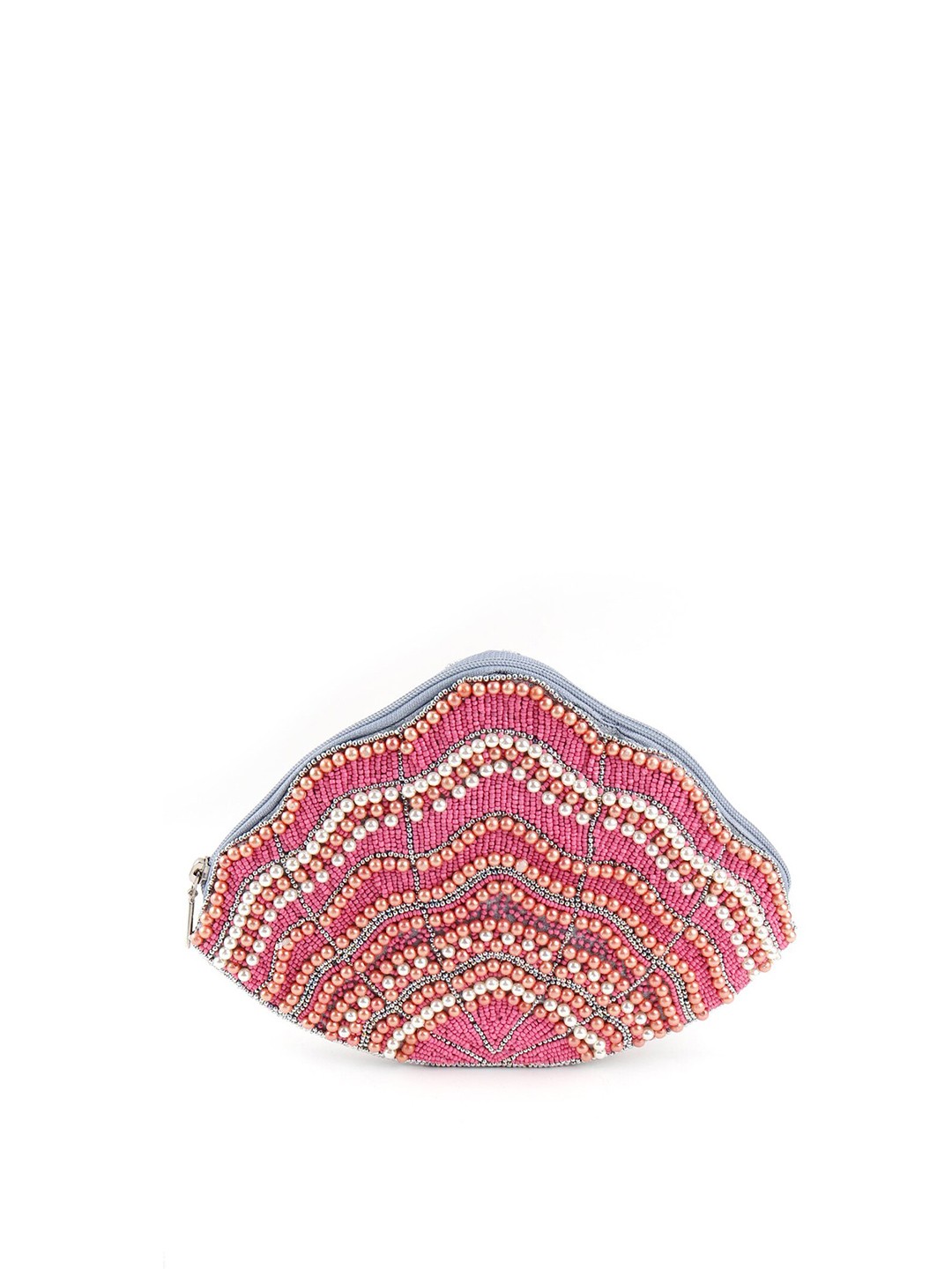 

ODETTE Women Grey & Pink Embellished Purse Clutch