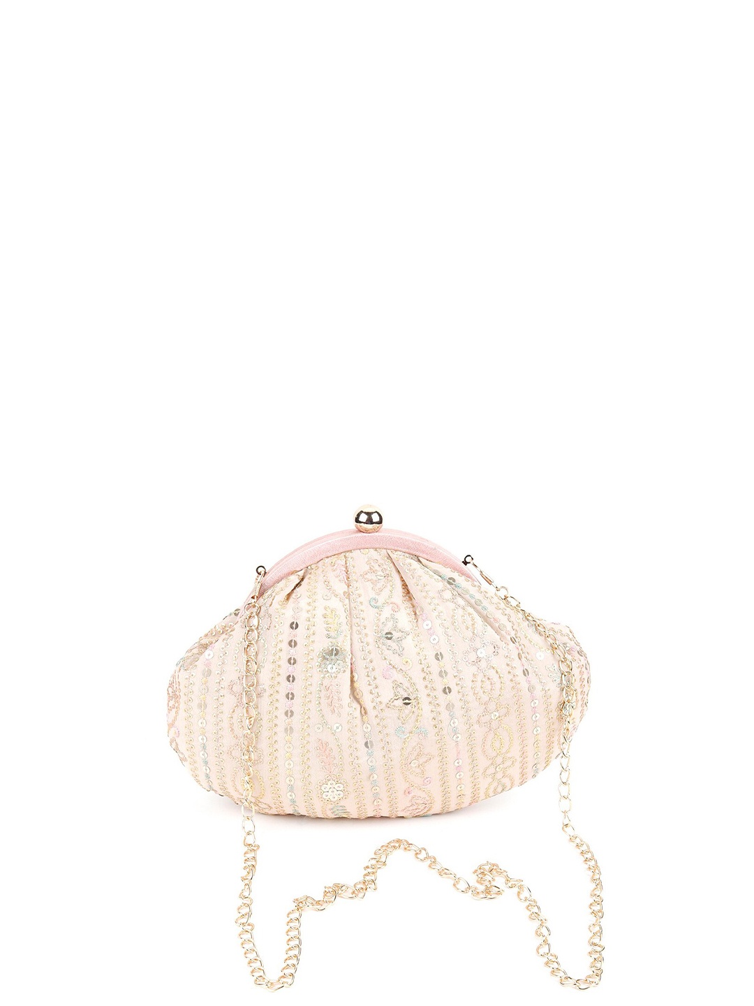 

ODETTE Pink & Gold-Toned Embellished Purse Clutch