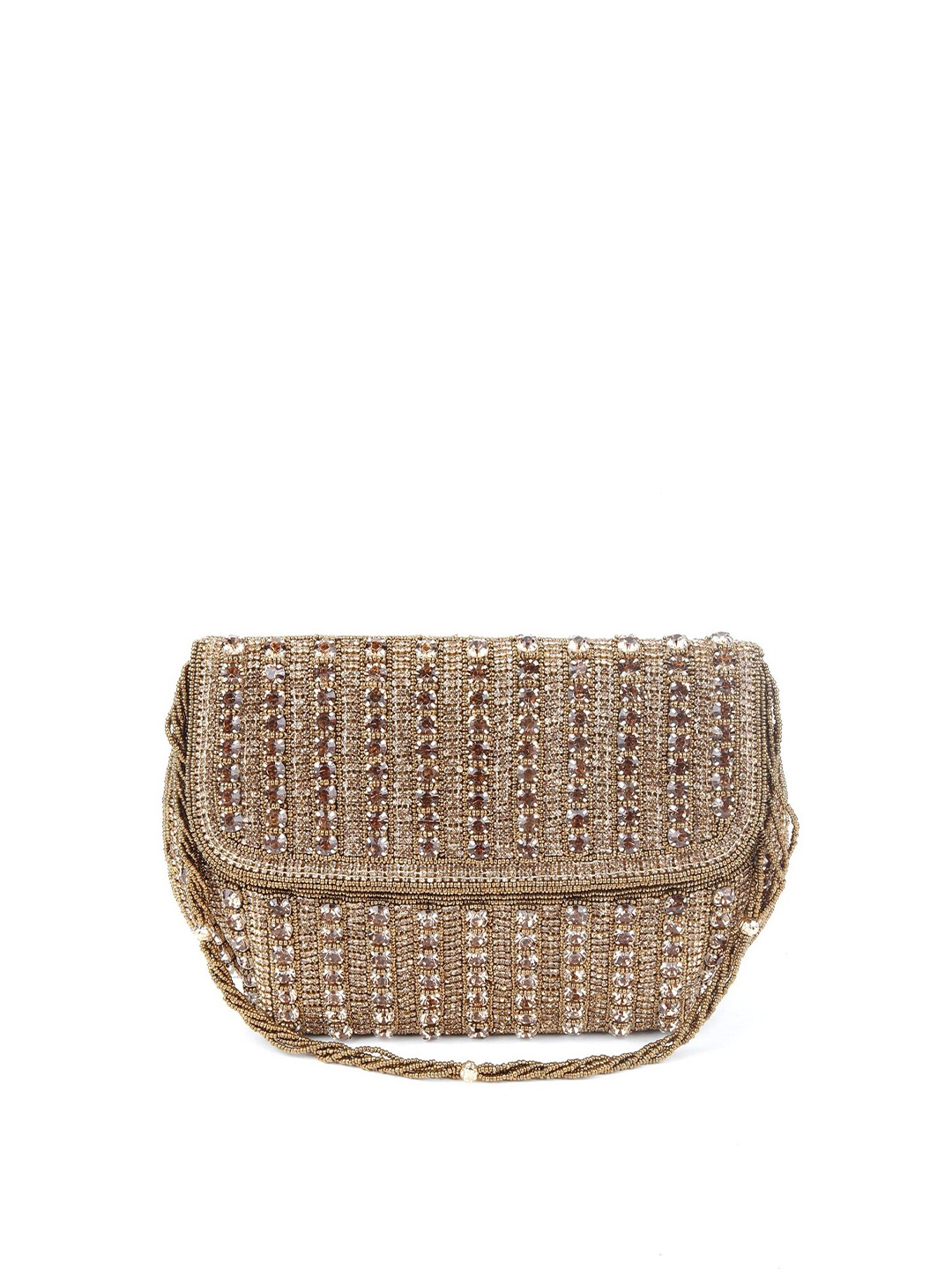 

ODETTE Gold-Toned Embellished Foldover Clutch
