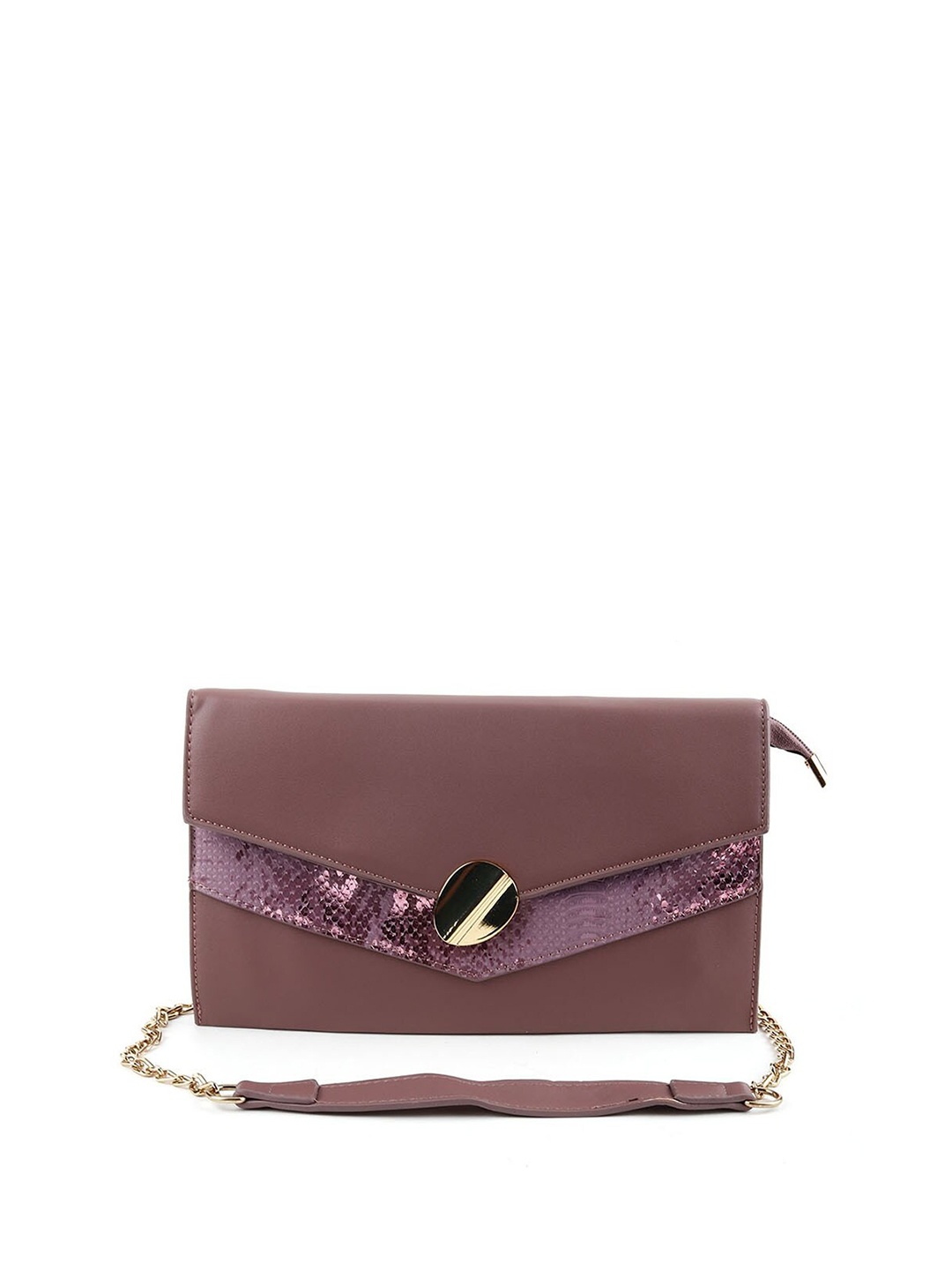 

ODETTE Brown & Purple Textured Purse Clutch