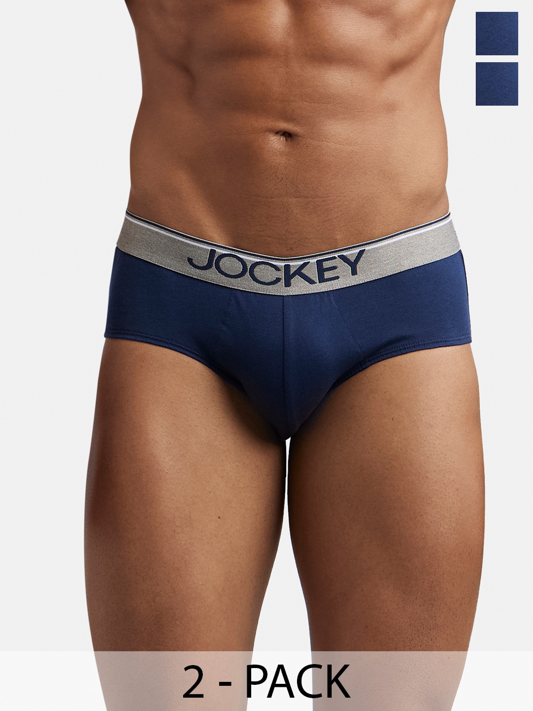 

Jockey Pack Of 2 Super Combed Cotton Solid Brief with Ultrasoft Waistband-8037, Blue