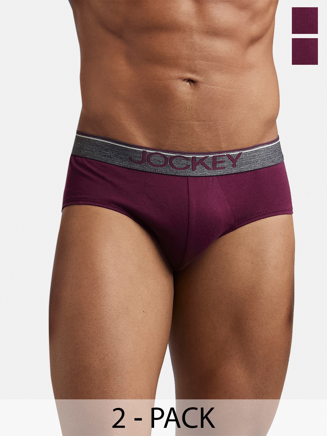 

Jockey Pack Of 2 Super Combed Cotton Solid Brief with Ultrasoft Waistband-8037, Assorted