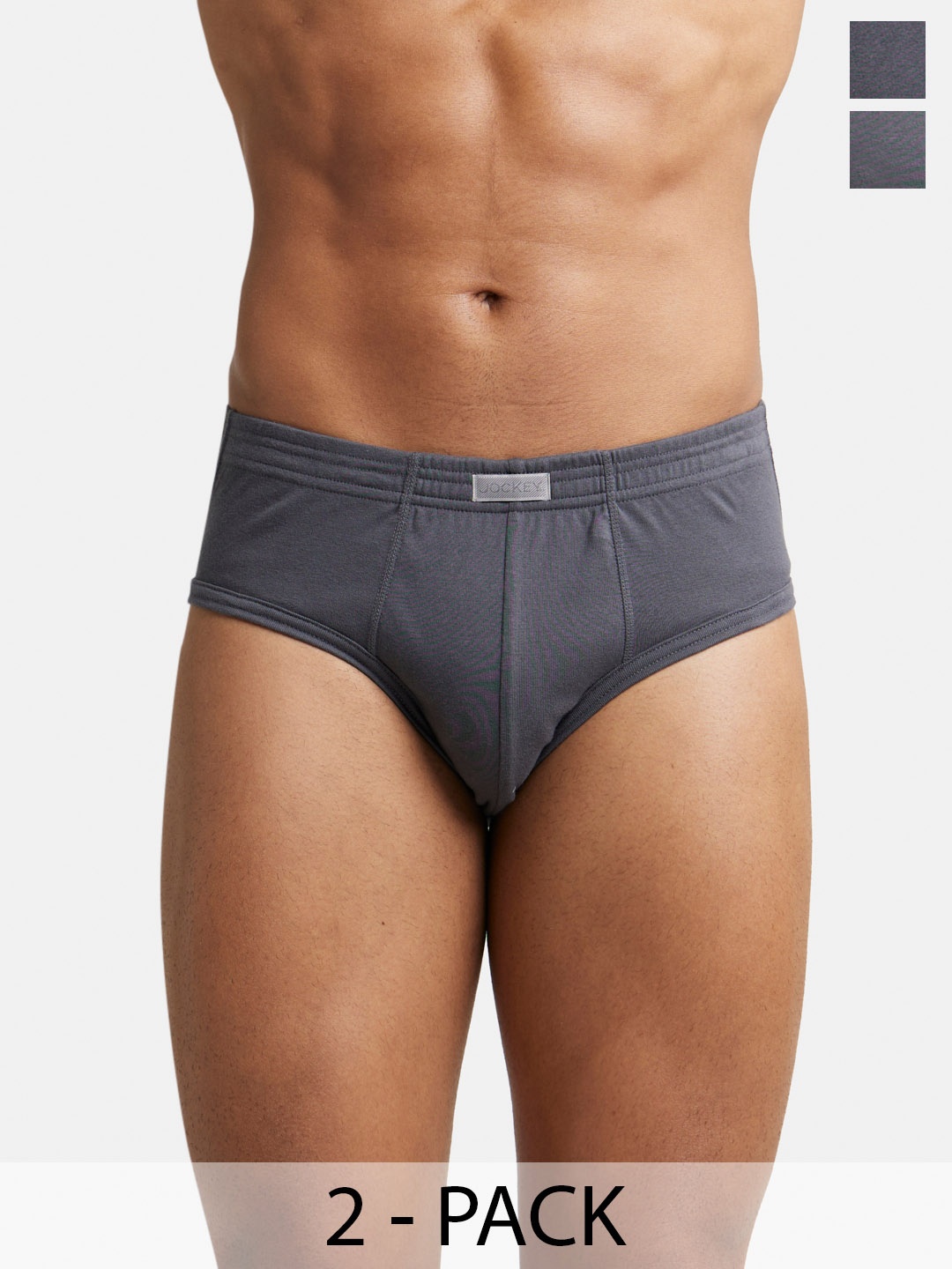

Pack Of 2 Super Combed Cotton Rib Solid Brief with StayFresh Treatment-1009, Grey
