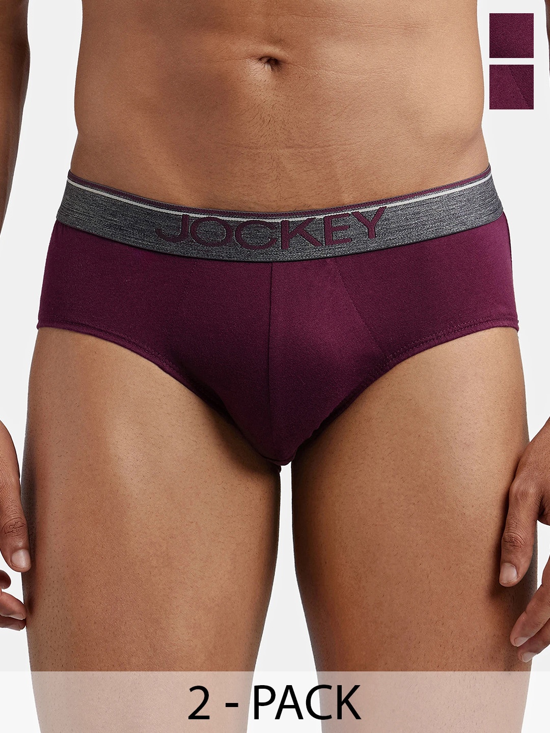 

Jockey Pack Of 2 Super Combed Cotton Solid Brief with Ultrasoft Waistband-8037, Purple