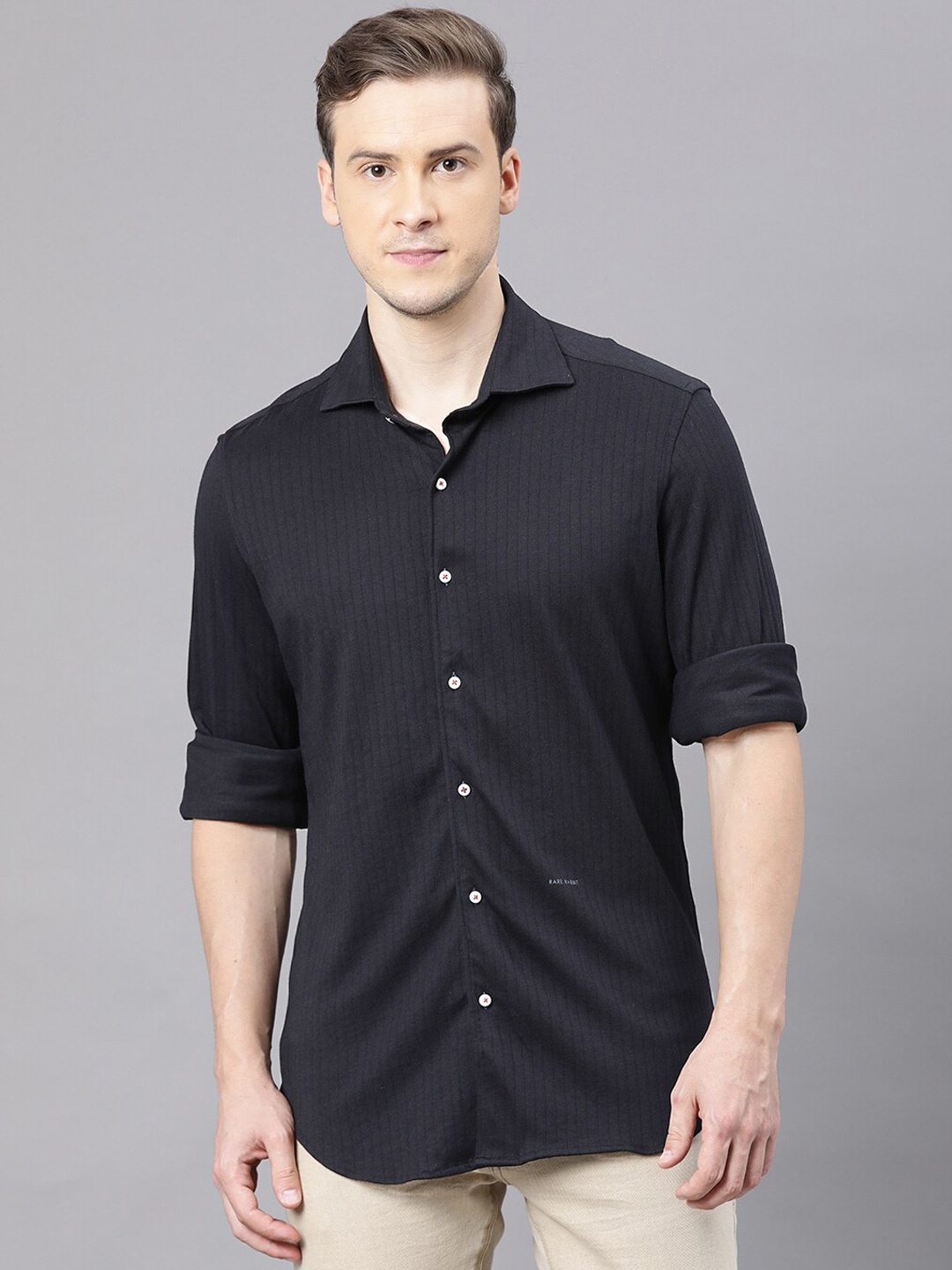 

RARE RABBIT Men Vertical Opaque Shirt, Black